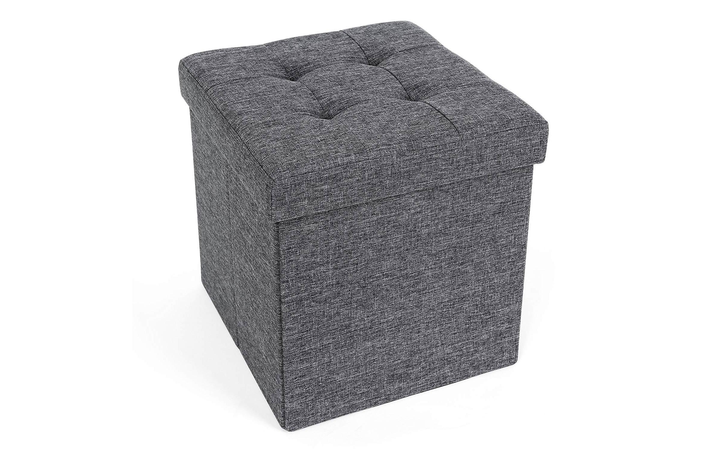 Songmics Sitztruhe mit Aufbewahrung, 38 x 38 cm, Dunkelgrau