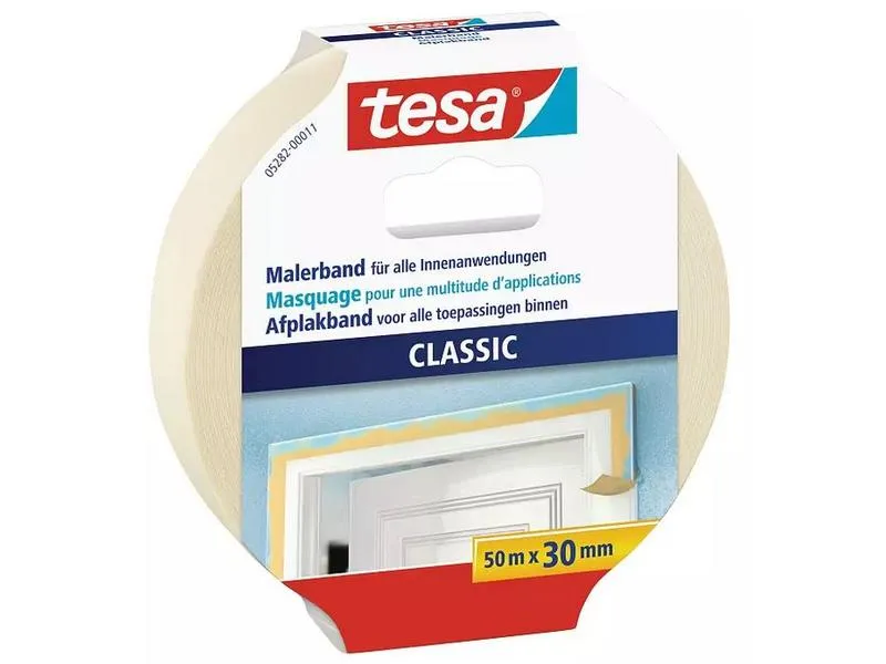 tesa Malerband -Set Classic, 30 mm x 50 m, 4 Rollen, Beige