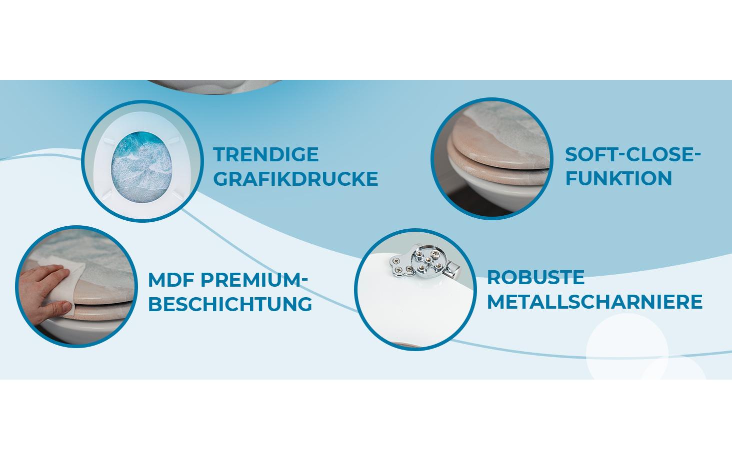 Benkstein Toilettensitz MDF türkis bedruckt