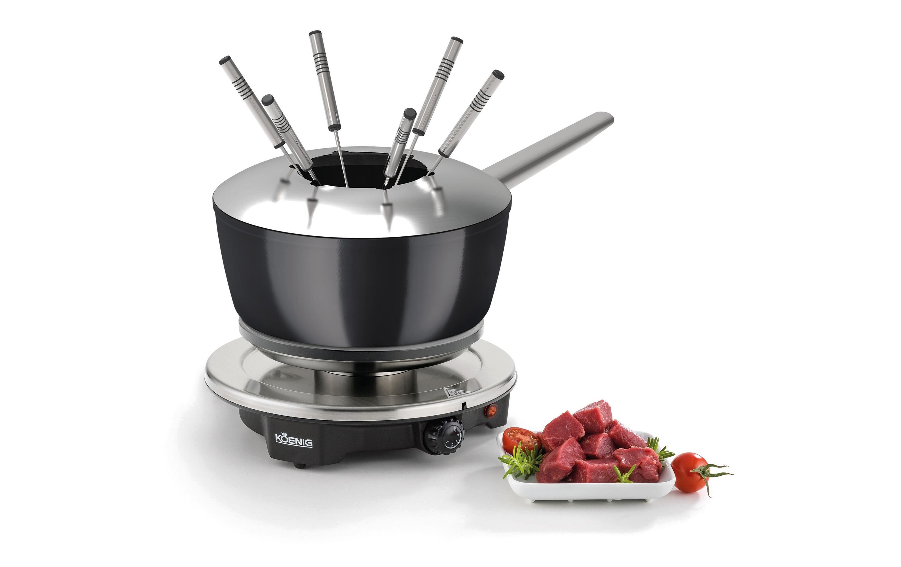 Koenig Fleischfondue-Set One for All 8 Teile, Chrom/Schwarz