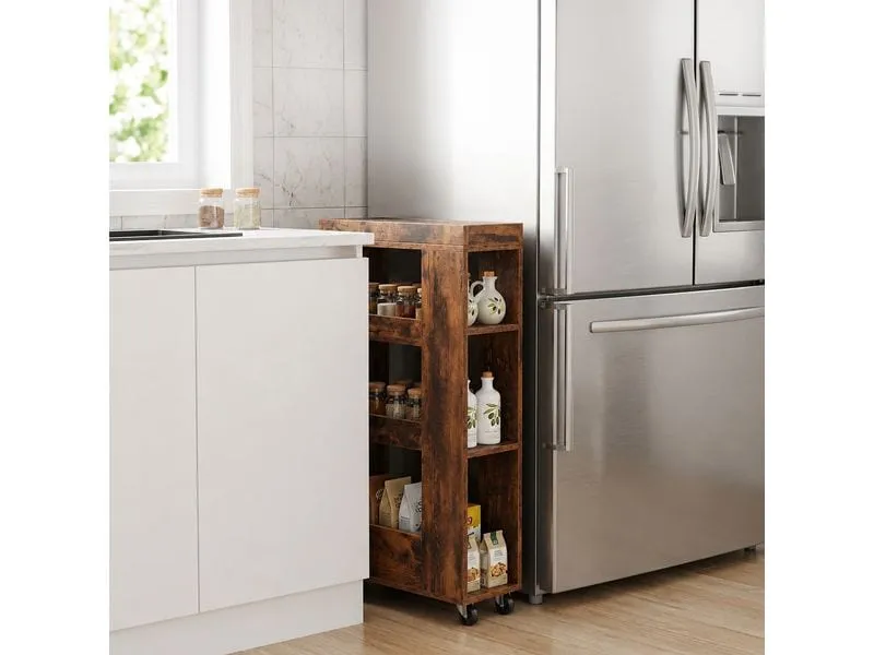 relaxdays Nischenordnungswagen 18 x 85 x 60 cm, Braun relaxdays Nischenordnungswagen 18 x 85 x 60 cm, Braun
