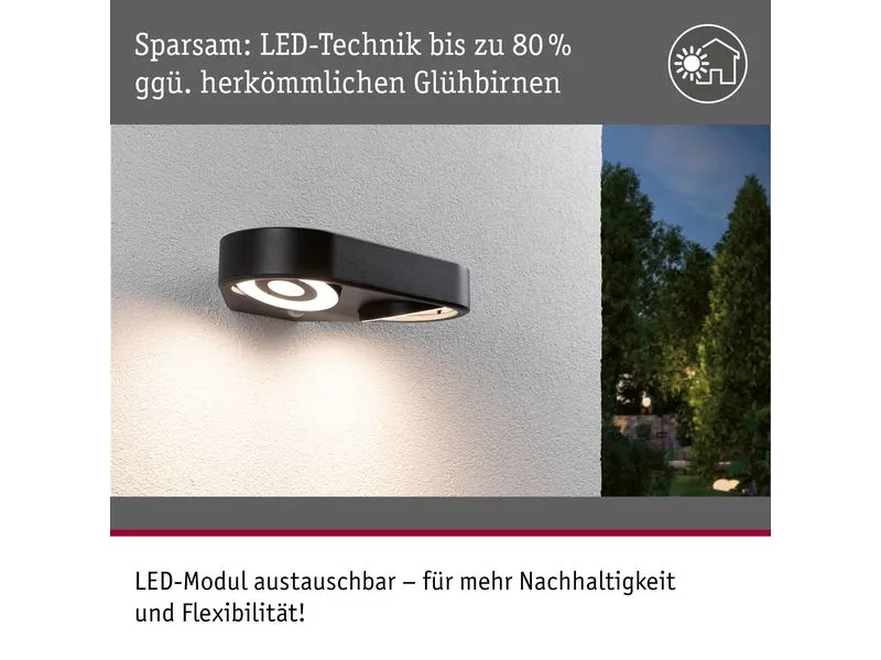 Paulmann LED Aussenwandleuchte Silma Bewegungsmelder Anthrazit