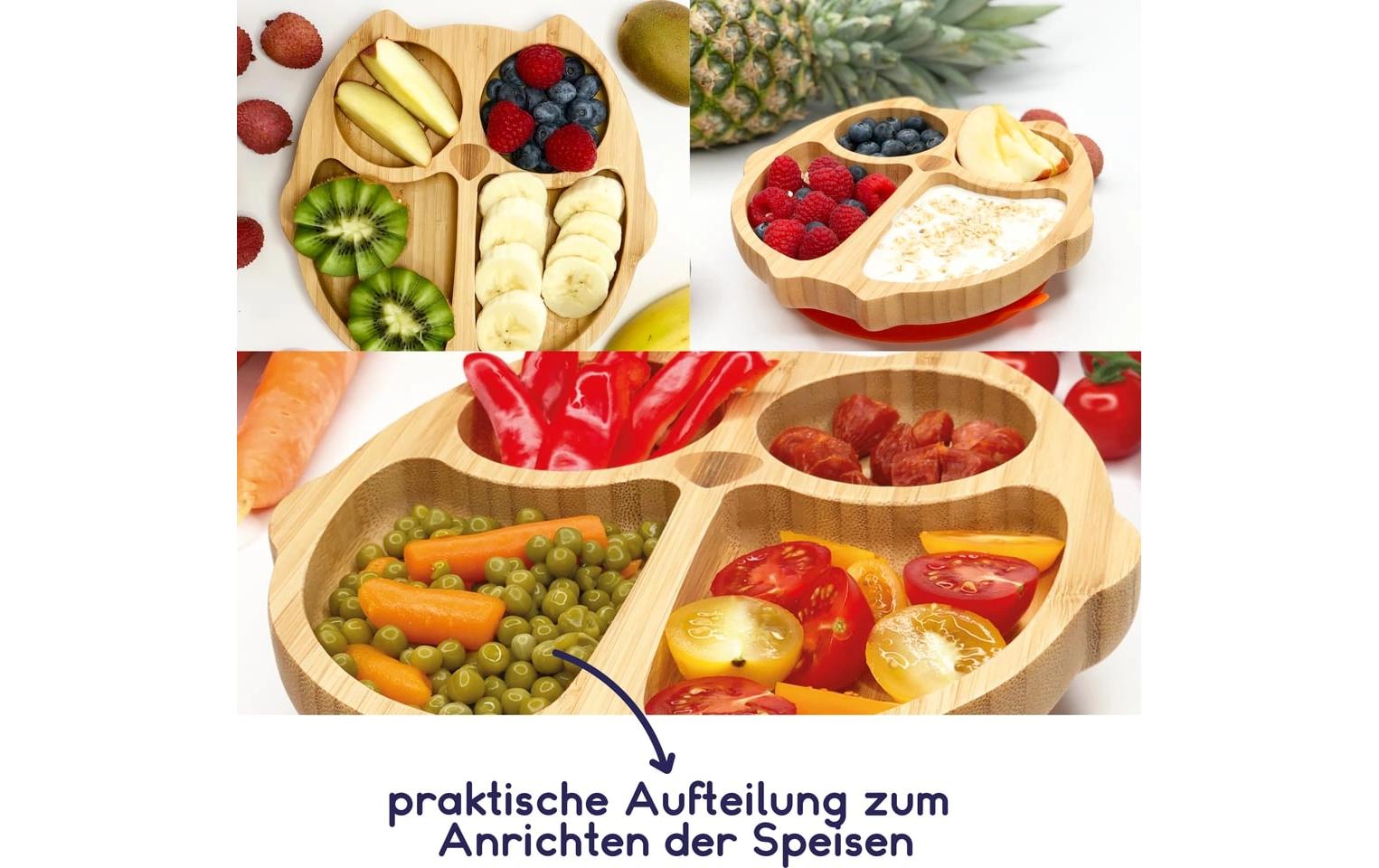 Kleinfuchs Kinderteller Bambus Eule Grün