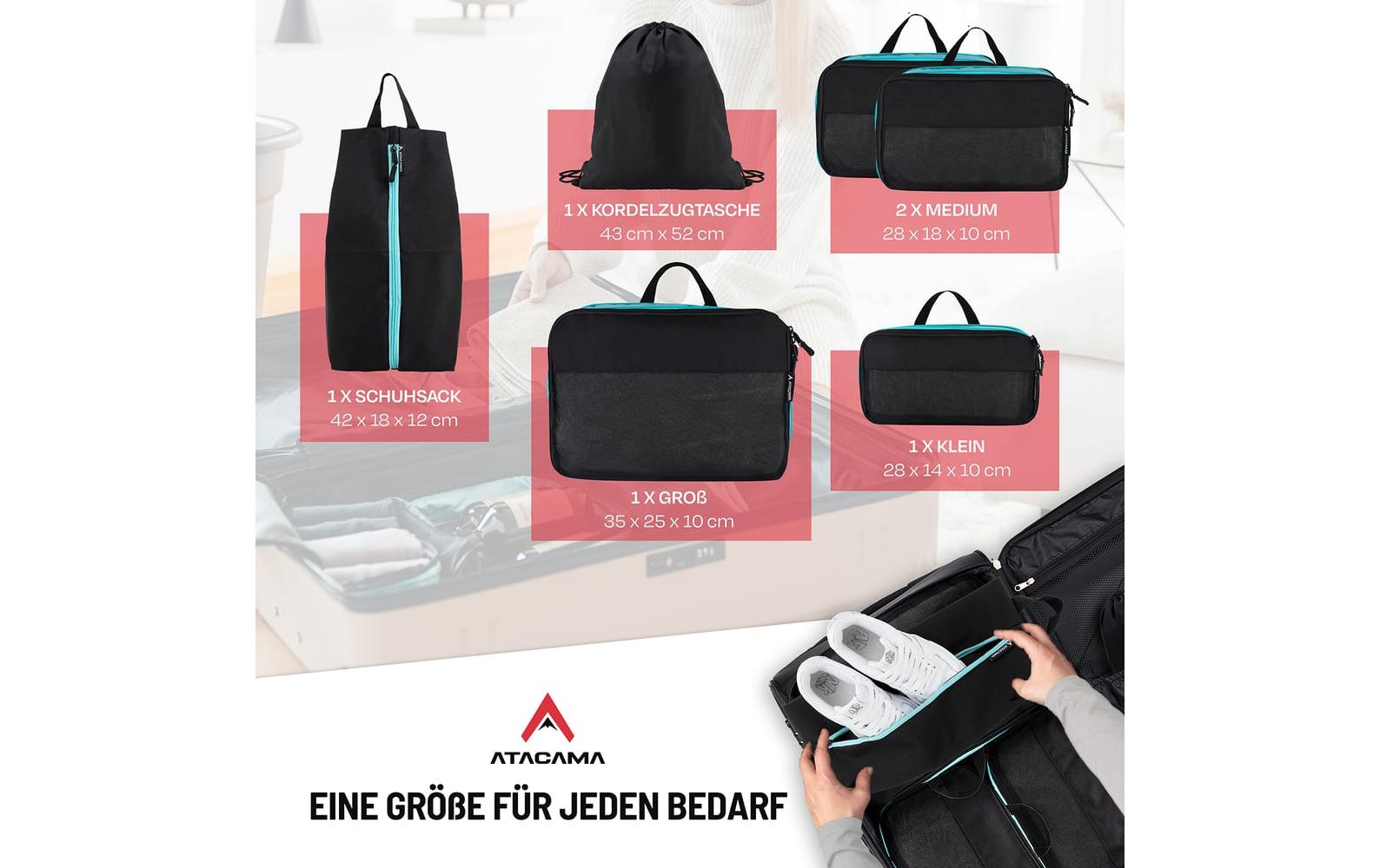 Atacama Premium Kompressions Packwürfel - 6er-Set Schwarz Atacama Premium Kompressions Packwürfel - 6er-Set Schwarz