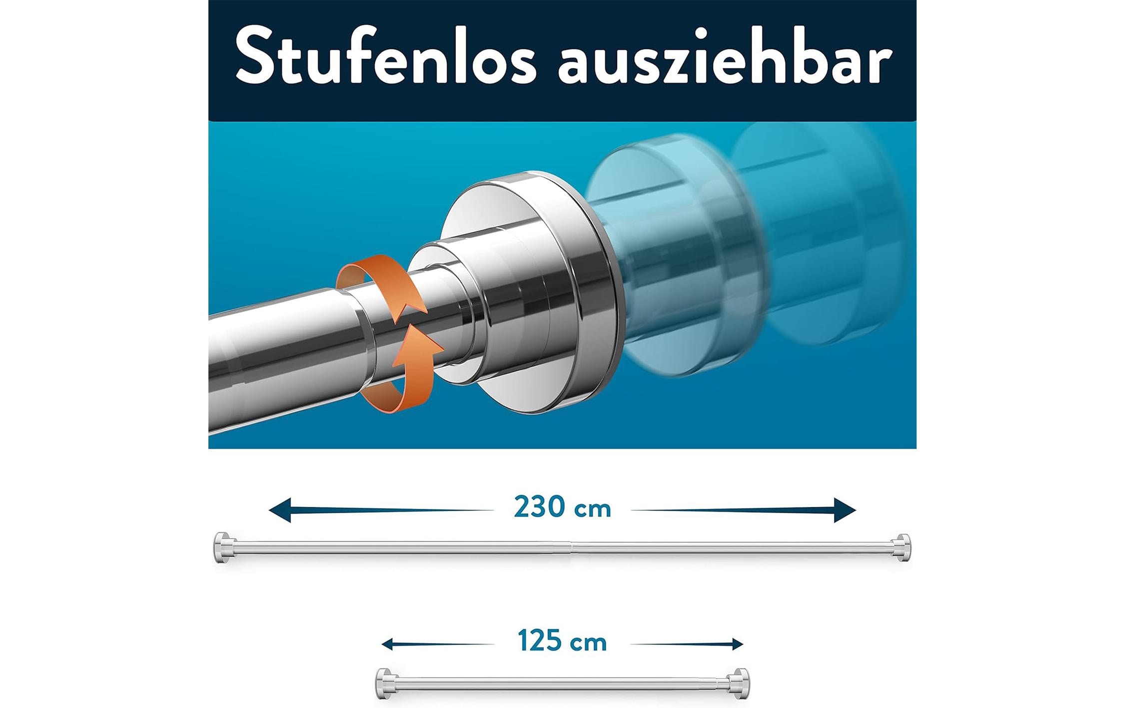 Benkstein Duschvorhangstange 6 x 124.5 cm, Silber