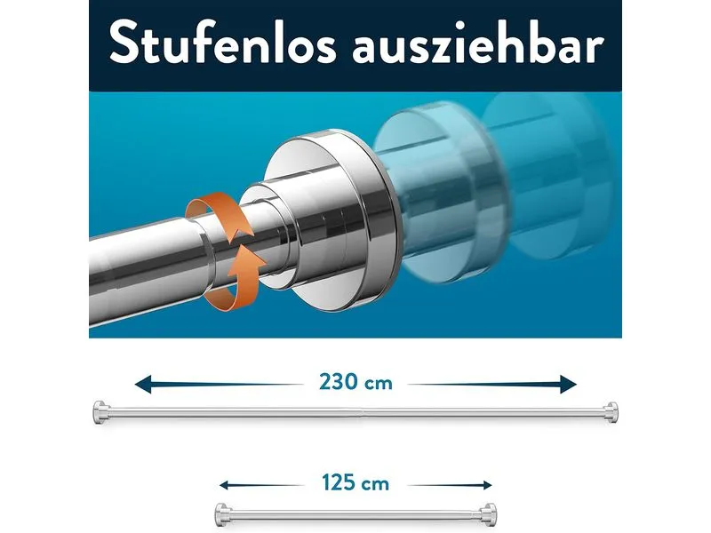 Benkstein Duschvorhangstange 6 x 124.5 cm, Silber