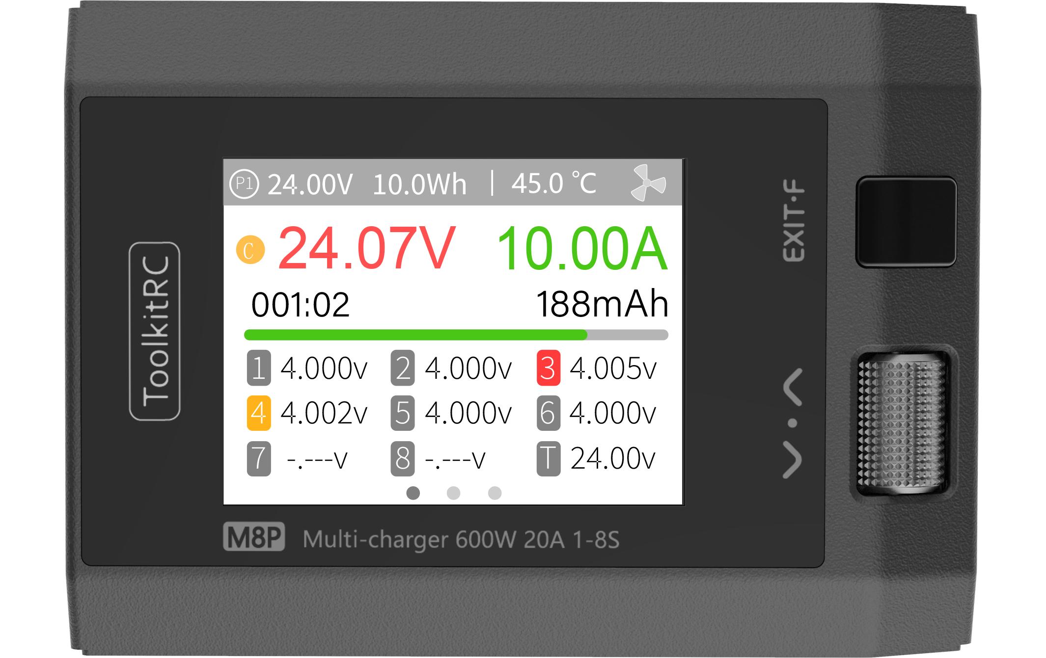 ToolkitRC Ladegerät M8P 1-8S, DC 600W
