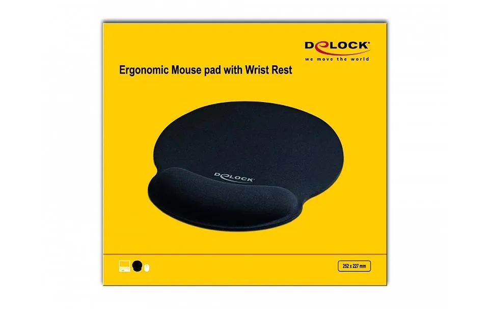 Delock Ergonomische Mausmatte mit Handballenauflage Schwarz Delock Ergonomische Mausmatte mit Handballenauflage Schwarz