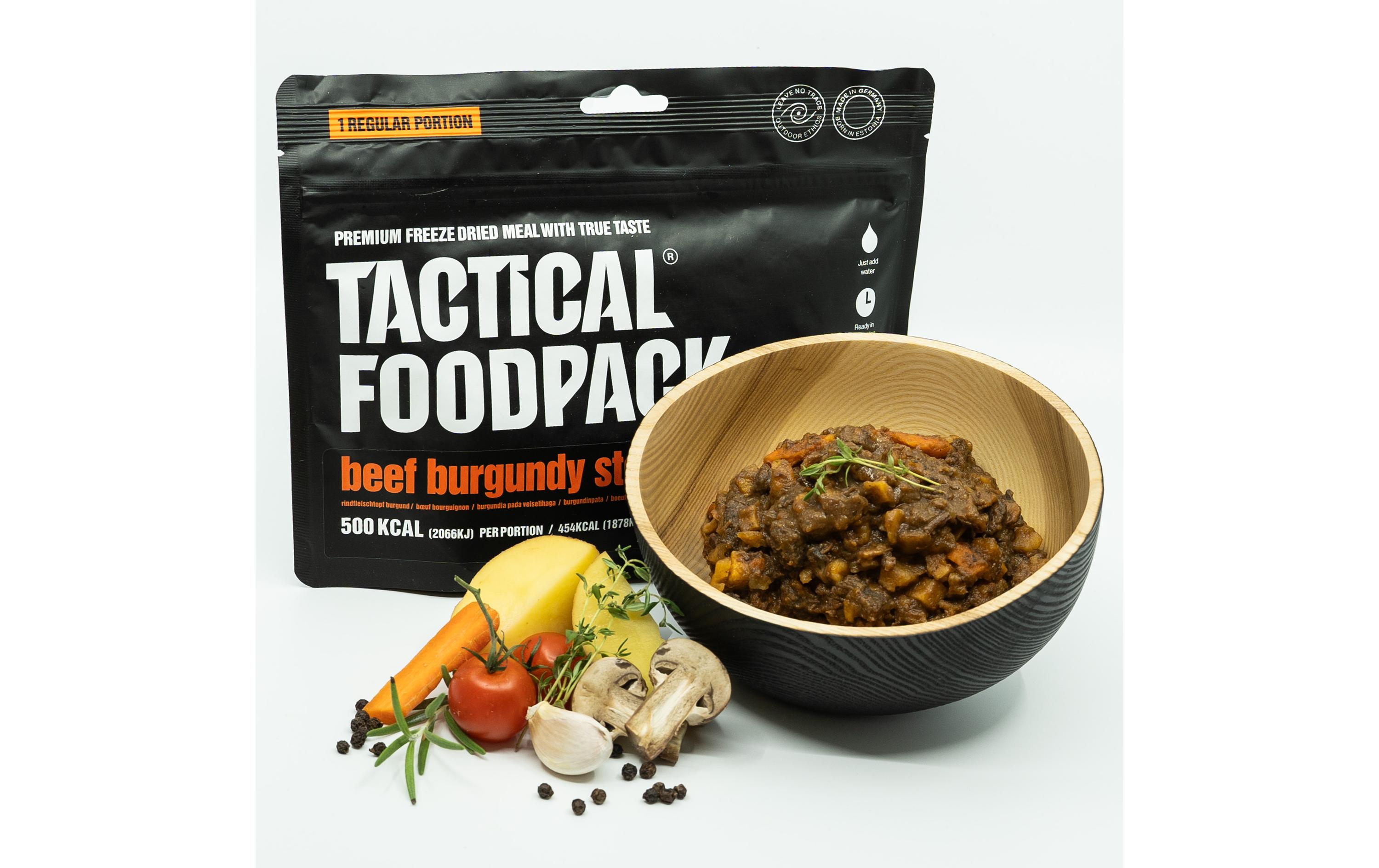 Tactical Foodpack Hauptgericht Rindfleisch-Burgunder-Eintopf Tactical Foodpack Hauptgericht Rindfleisch-Burgunder-Eintopf