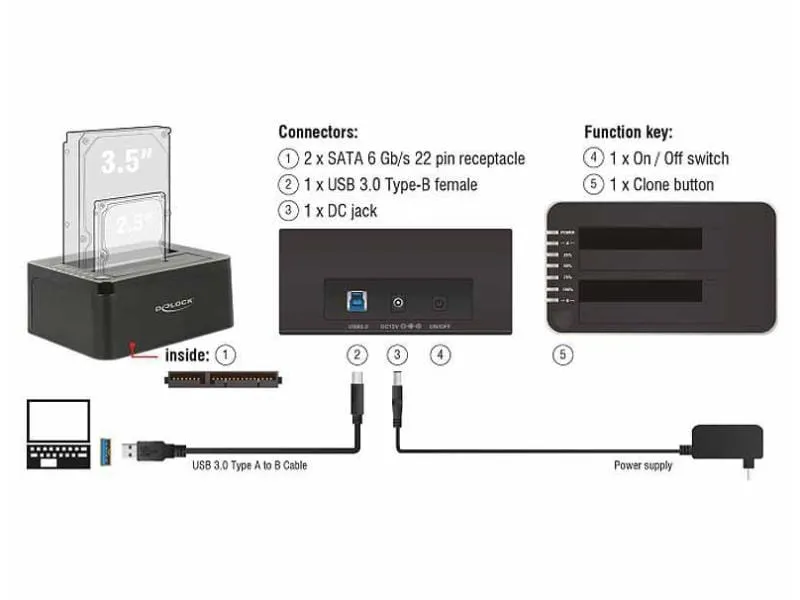 Delock Docking- und Klonstation Dual SATA Delock Docking- und Klonstation Dual SATA