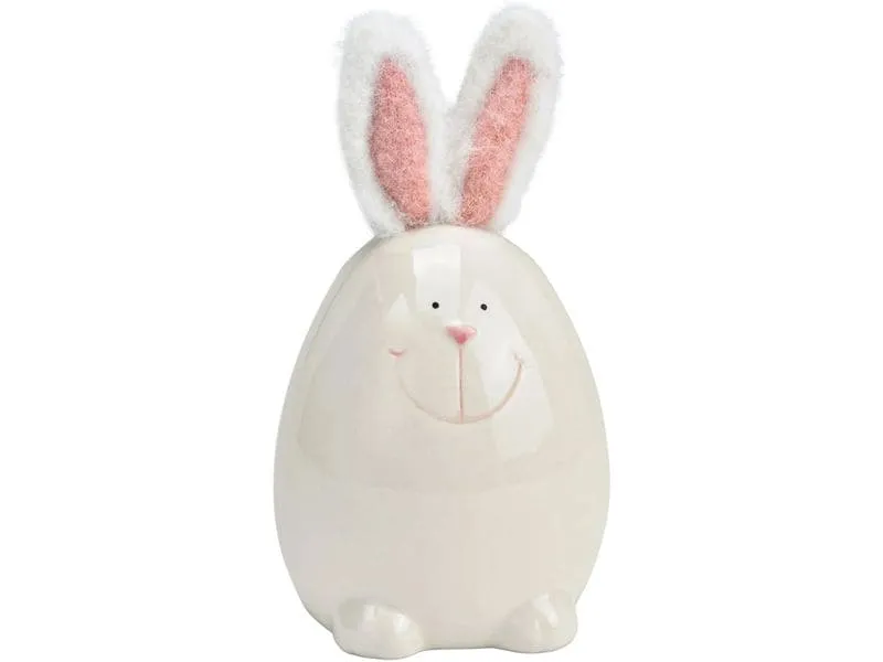 G. Wurm Aufsteller Hase 14 cm, Rosa, Weiss