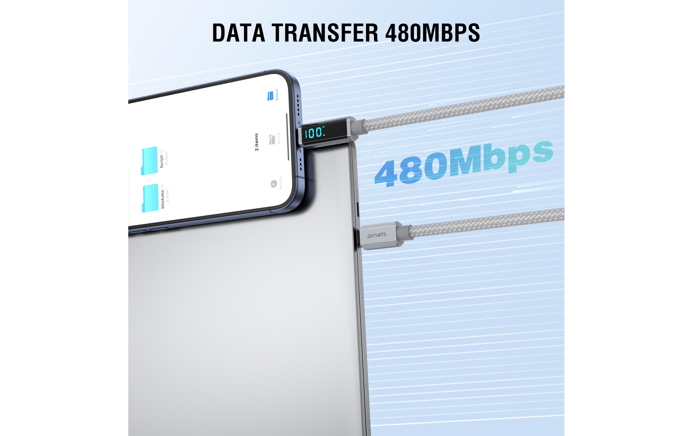 4smarts USB 2.0-Kabel USB-C DigitCord 100W USB C - USB C 1.5 m