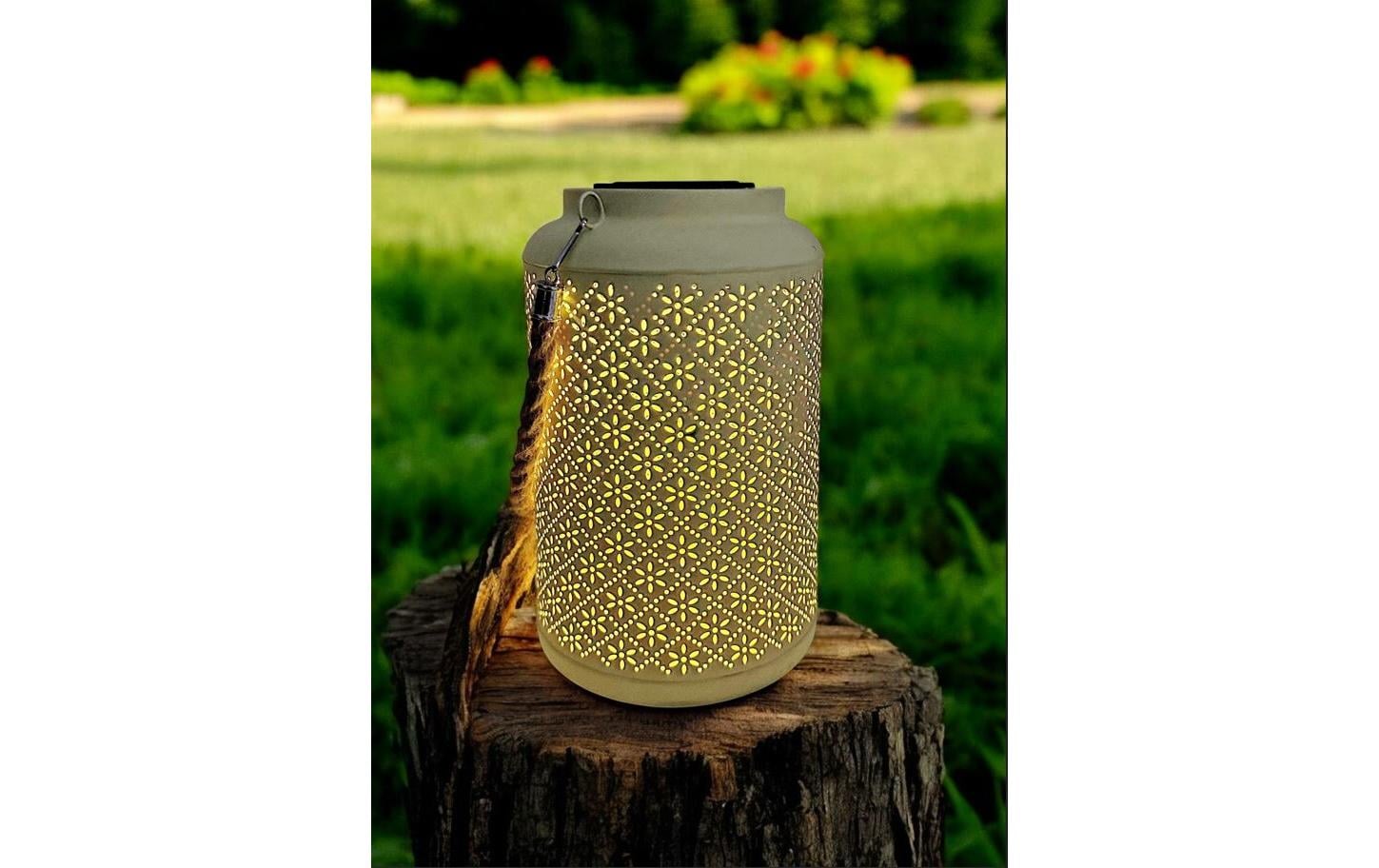 Dameco LED Solar Laterne in Gelb aus Metall D15.5 cm H25.5 cm