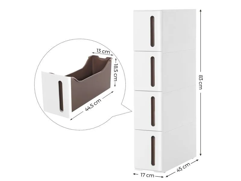 Songmics Kommode mit 4 Schubladen, Weiss Songmics Kommode mit 4 Schubladen, Weiss