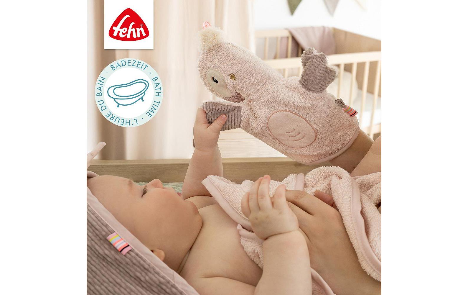 fehn Baby-Waschhandschuh Flamingo