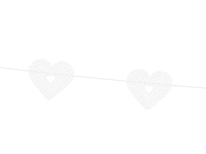 Partydeco Girlande Herzen 1.8 m, Weiss