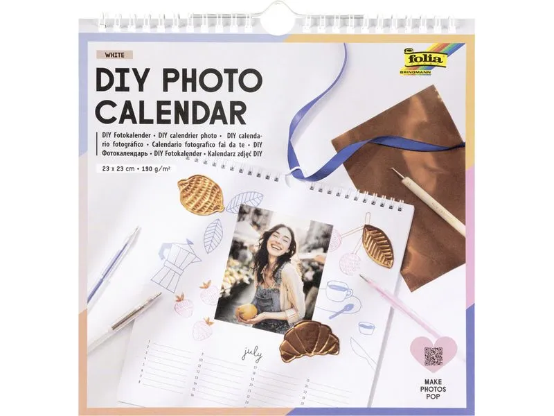 Folia DIY Fotokalender weiss 23 x 23 cm, 13 Seiten Folia DIY Fotokalender weiss 23 x 23 cm, 13 Seiten