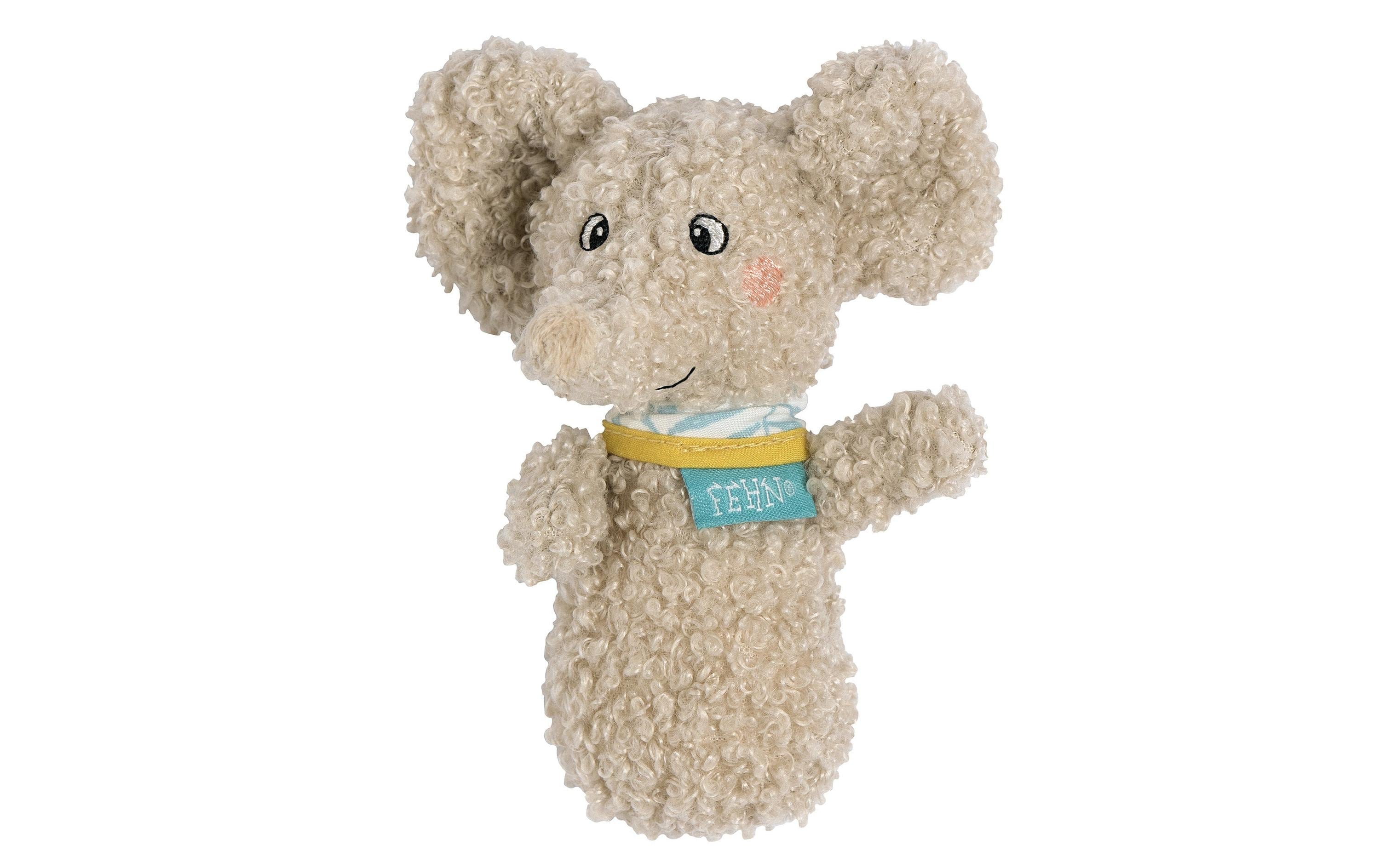 fehn Greifling Mini-Rassel Elefant, Grau, Plüsch / Velours, 12 cm