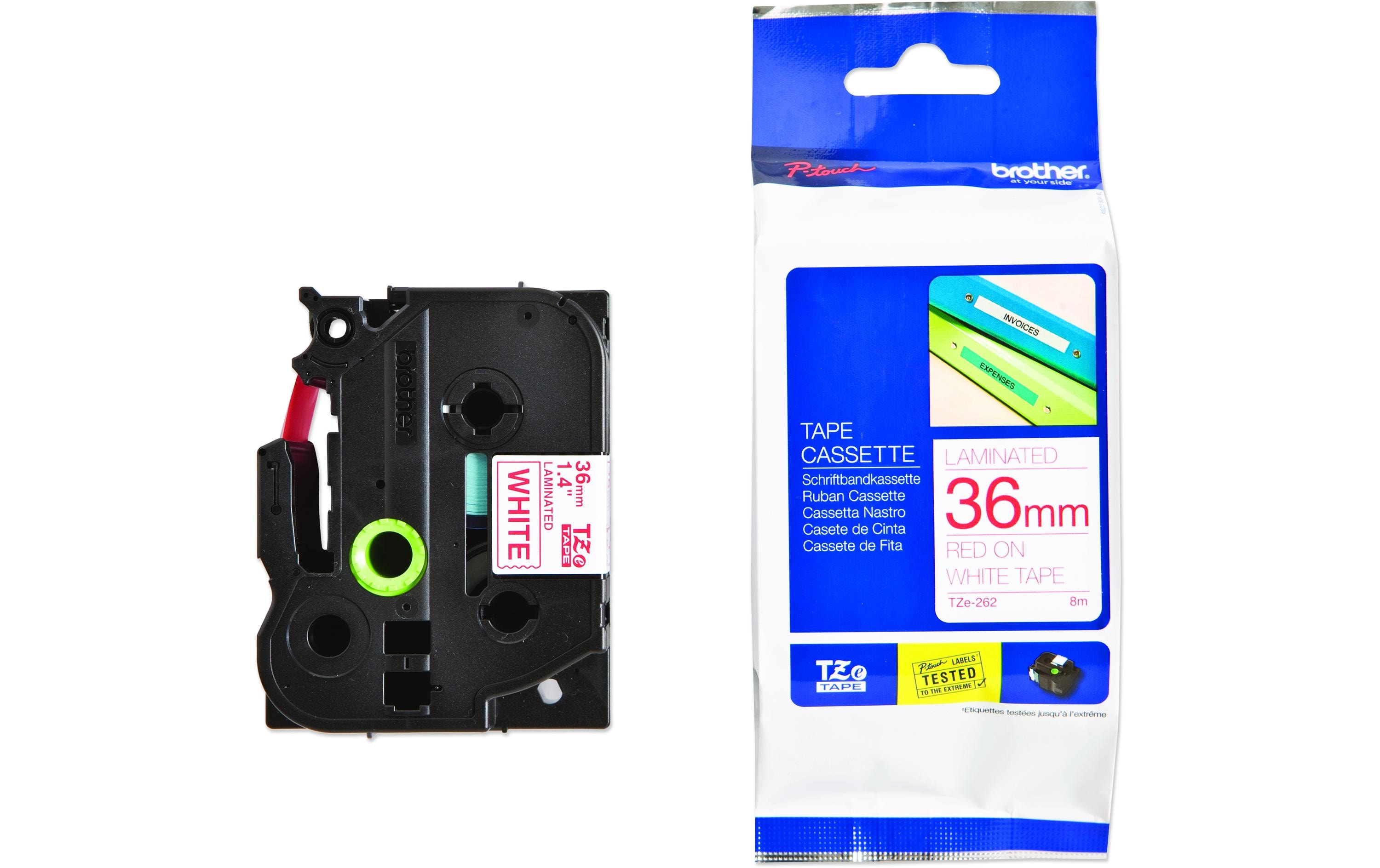 Brother Beschriftungsband TZE- 262 Rot auf Weiss