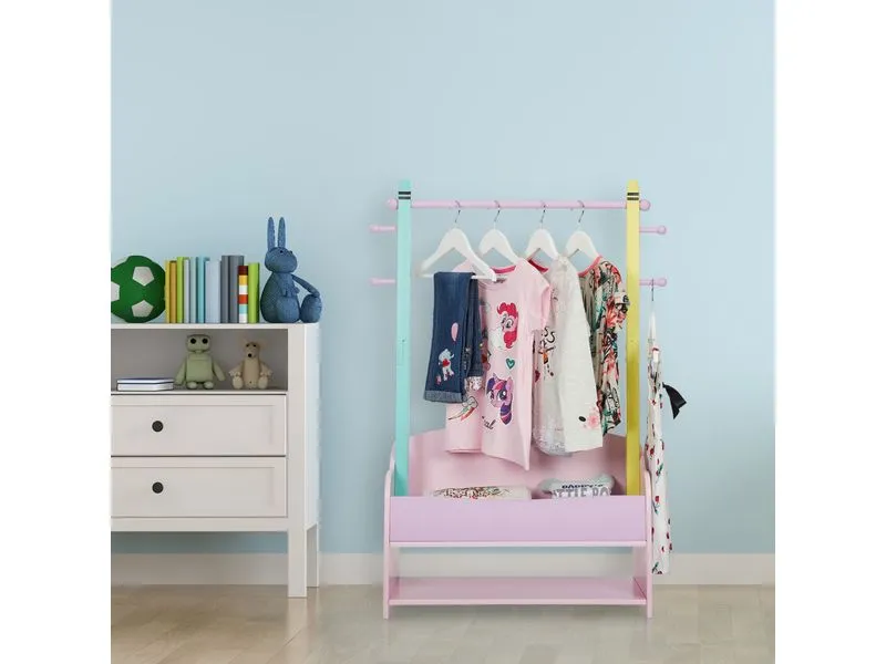 relaxdays Kleiderständer für Kinder 71 x 100.5 cm, Gelb/Rosa/Türkis relaxdays Kleiderständer für Kinder 71 x 100.5 cm, Gelb/Rosa/Türkis
