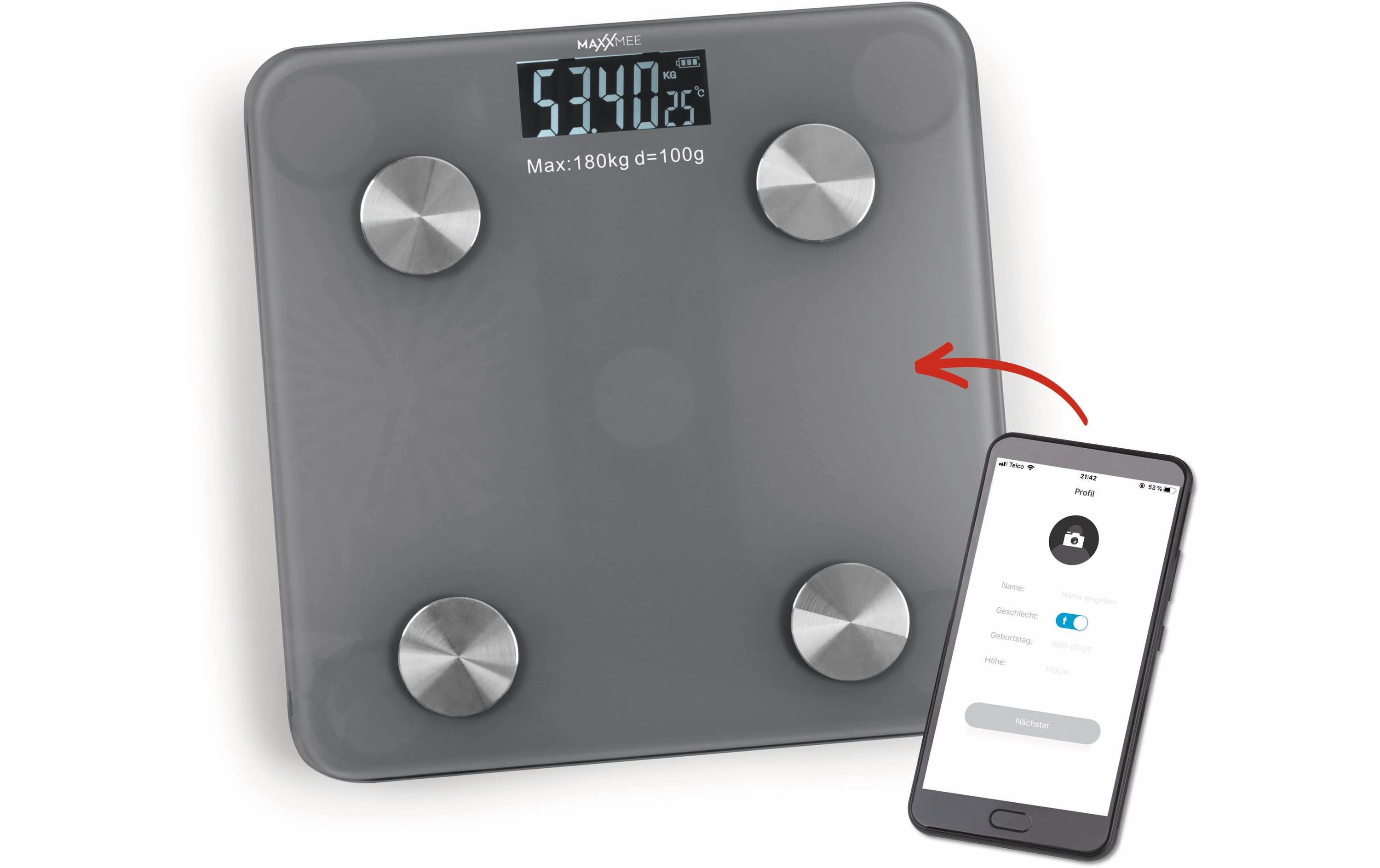 MAXXmee Körperanalysewaage 3 V, Grau