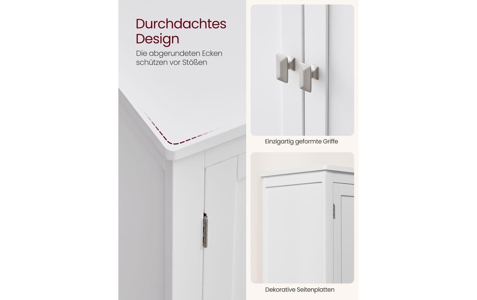 VASAGLE Vitrine Landhausstil 60 x 110 cm, Weiss