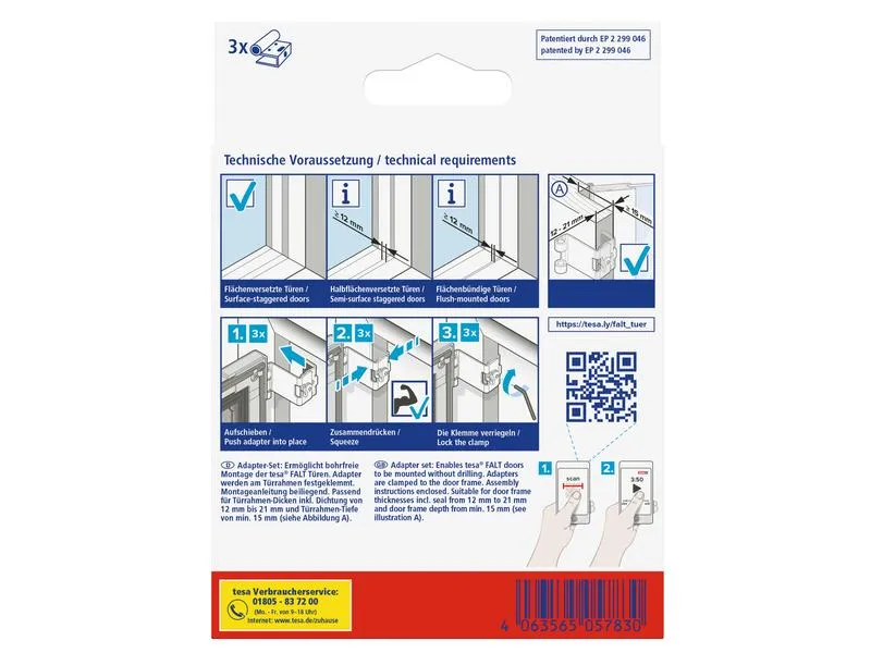tesa Adapter für Fliegengitter FALT, Weiss tesa Adapter für Fliegengitter FALT, Weiss