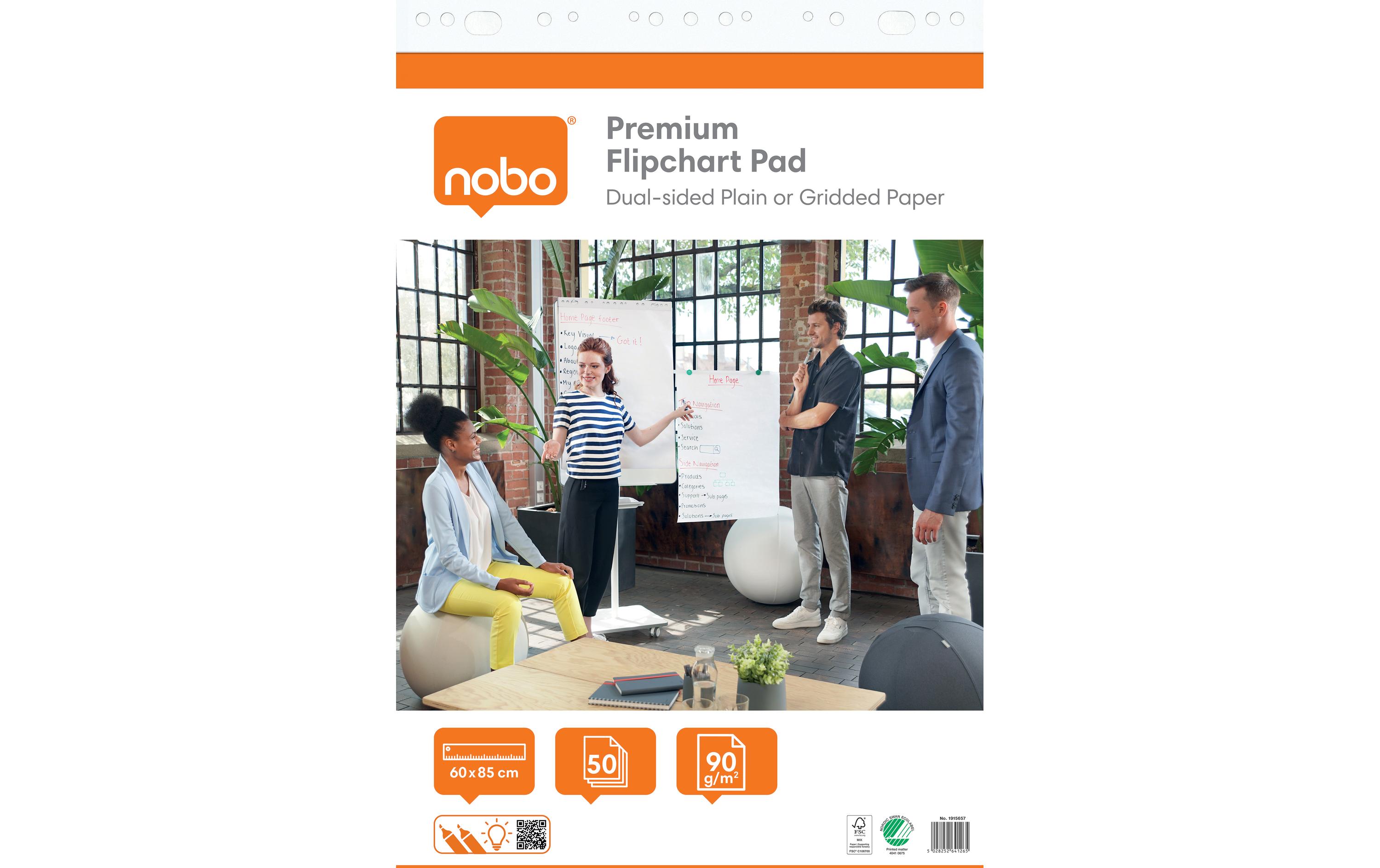 Nobo Flipchart blanko / kariert, 60 x 85 cm, 50 Blatt