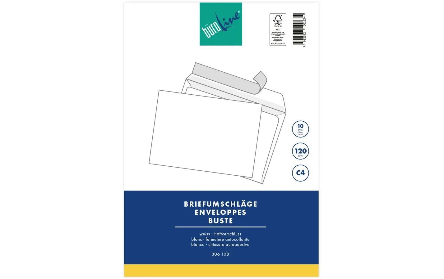 Büroline Couvert C4 Blister Weiss, 10 Stück Büroline Couvert C4 Blister Weiss, 10 Stück