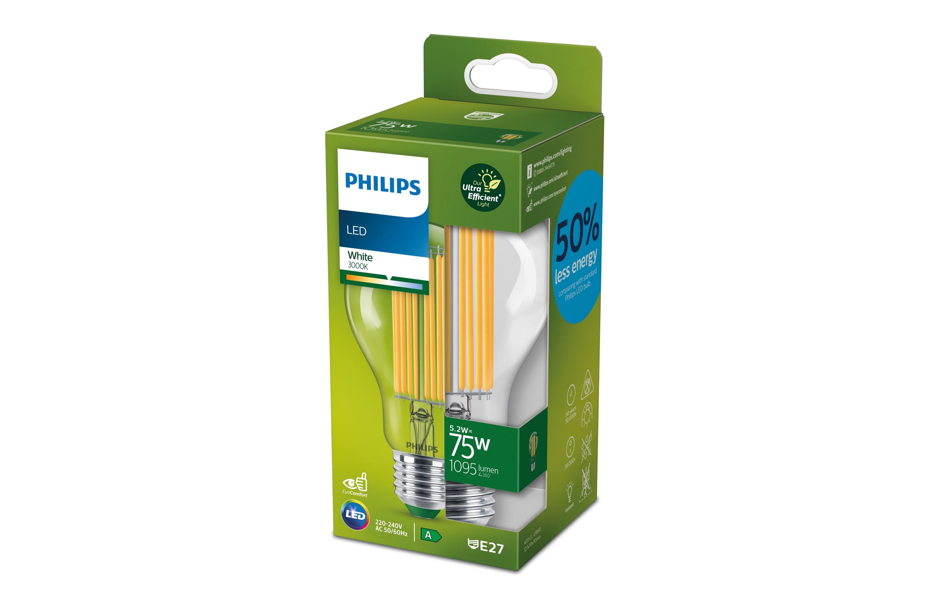 Philips Lampe E27 LED, Ultra-Effizient, Warmweiss, 75W Ersatz