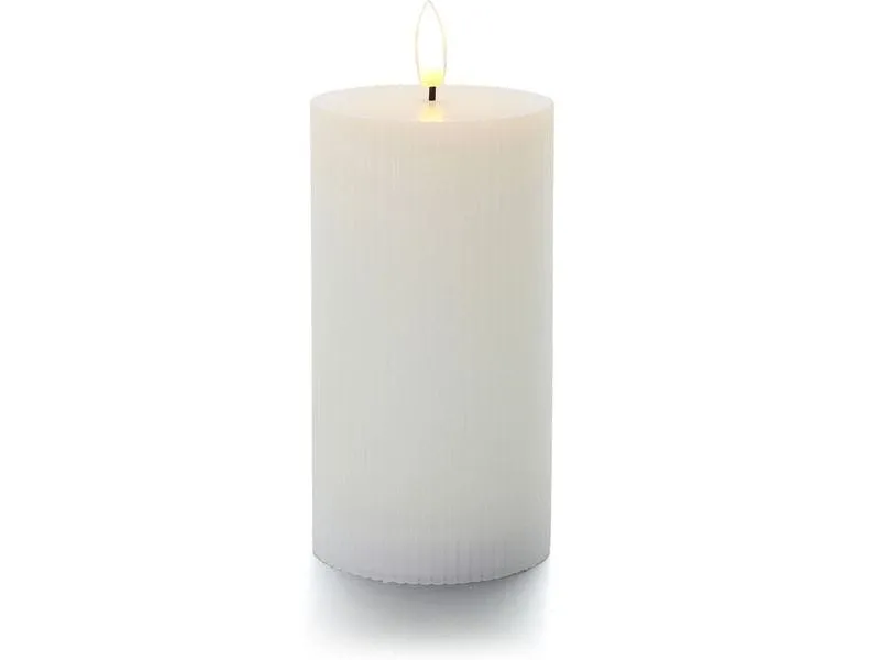 balthasar LED Zylinderkerze Rillen, Weiss