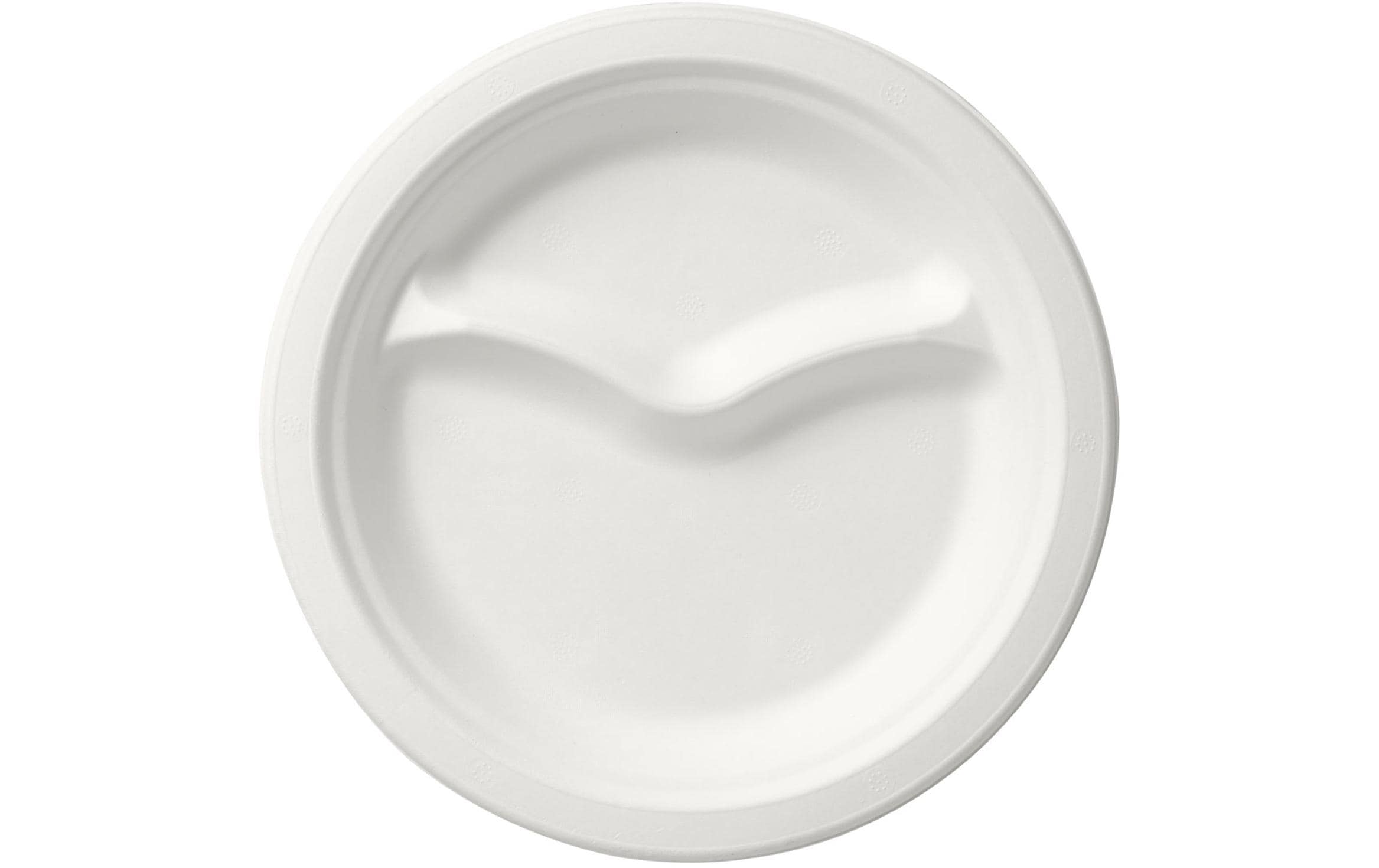 BioPak Einwegteller mit 2 Unterteilungen 22 cm, 50 Stück, Weiss