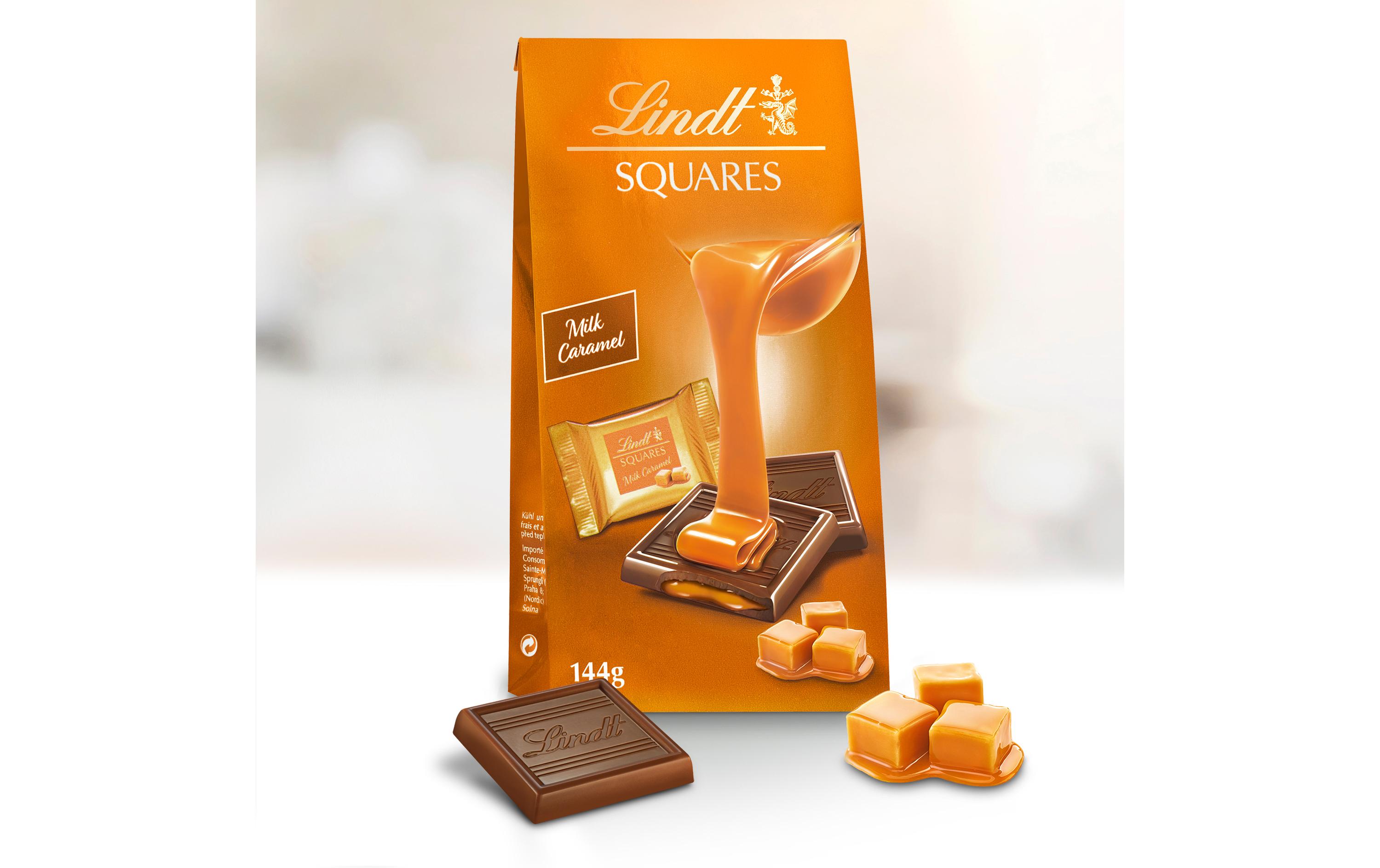 Lindt Schokoladen-Pralinen Squares Milk Caramel 144 g