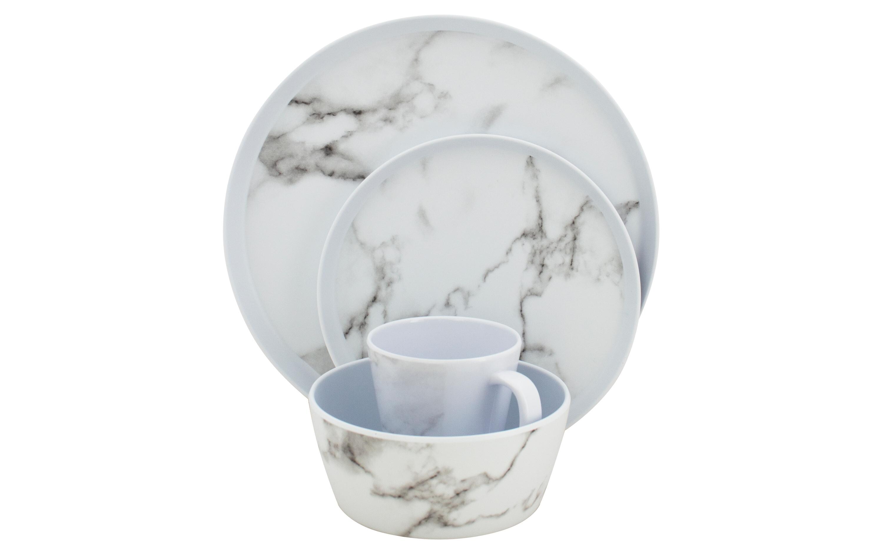 Eurotrail Outdoor-Geschirrset Marble Weiss Eurotrail Outdoor-Geschirrset Marble Weiss