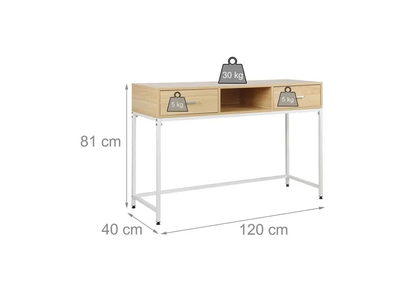 relaxdays Konsolentisch 80 x 120 x 40 cm Weiss/Natur relaxdays Konsolentisch 80 x 120 x 40 cm Weiss/Natur