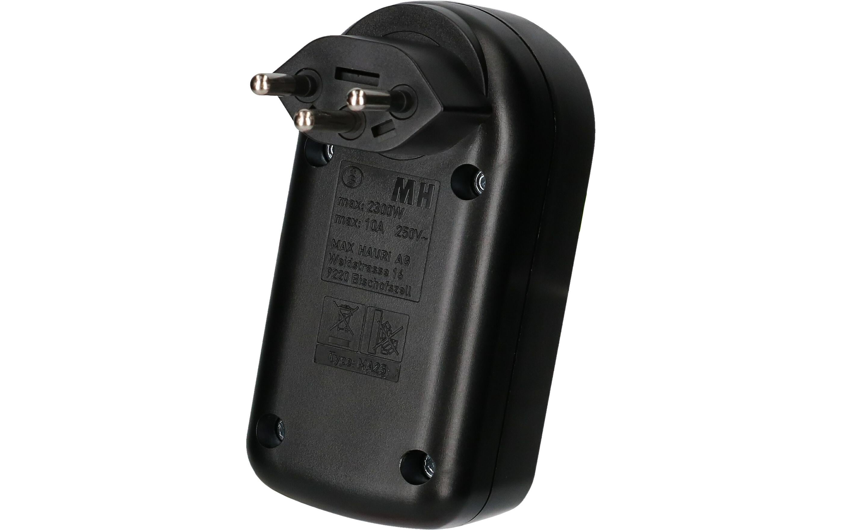 Max Hauri Abzweigstecker ADAPT 2 x Typ 13, drehbar Schalter