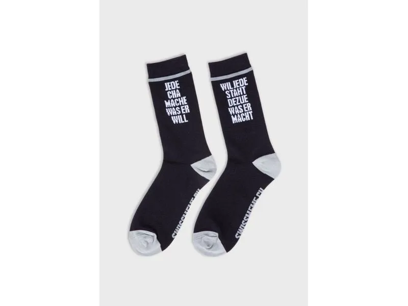 Swissmeme Socken Jede cha mache was er will Schwarz, 3742