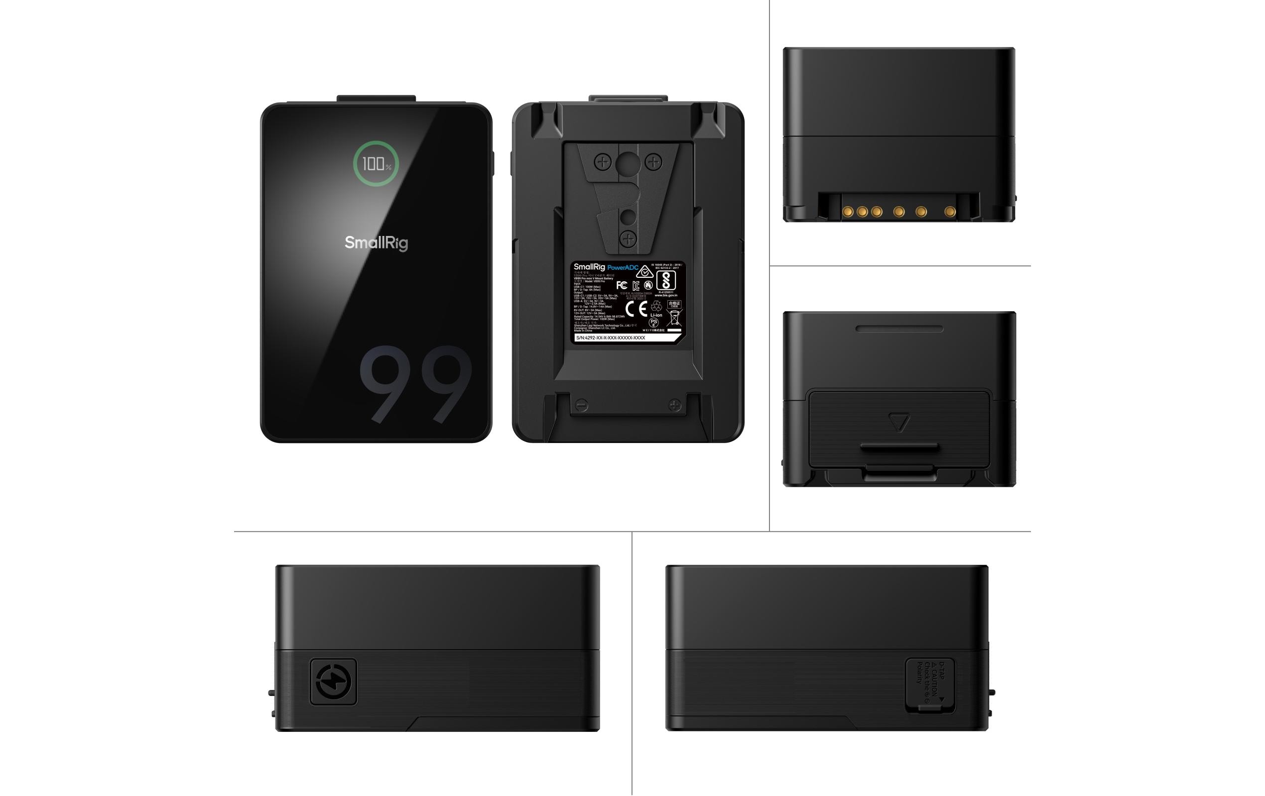 Smallrig Videokamera-Akku VB99 Pro Kit V-Mount-Akkuplatte
