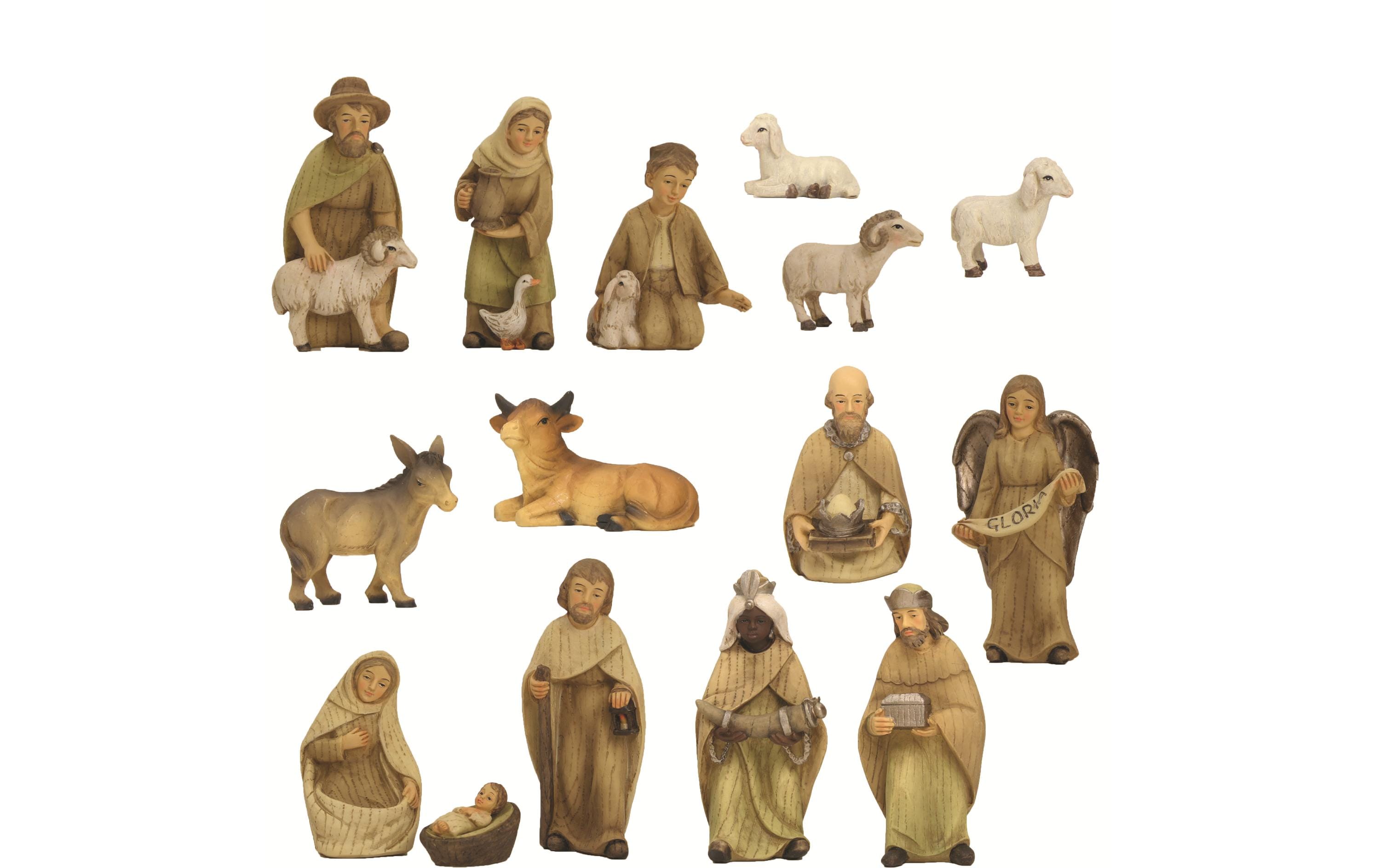 Botanic-Haus Krippenfiguren Modern gebeizt, 15-teilig