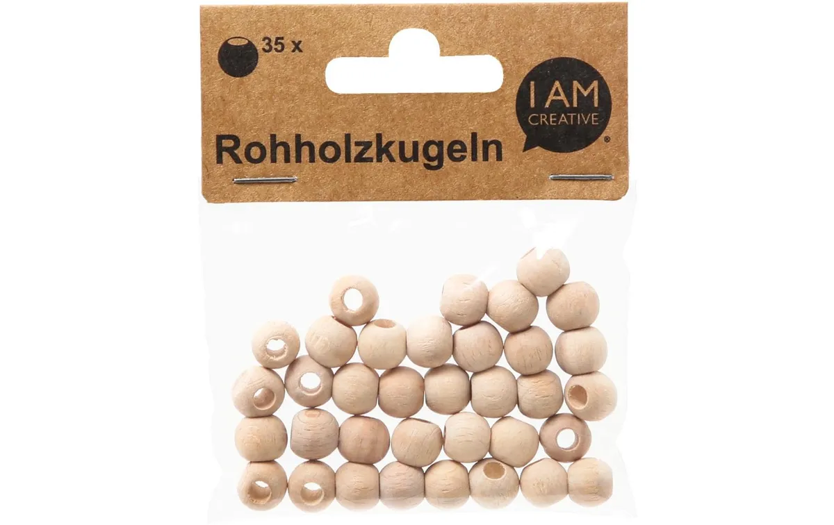 lalana Holzperlen mit Grossloch 10 mm, 35 Stück