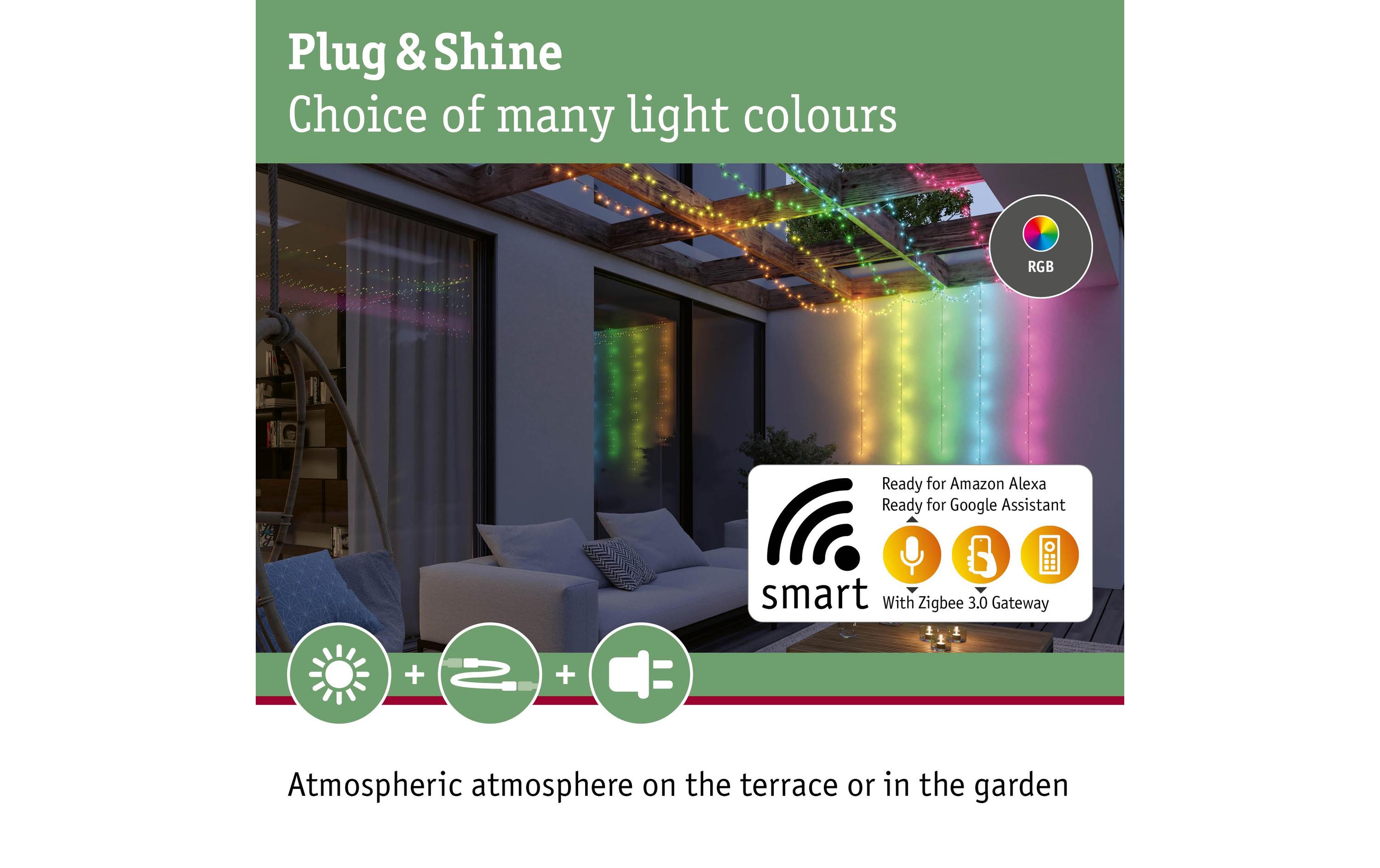 Paulmann LED Lichterkette Plug & Shine Yuna 7.4 m, RGB, Schwarz