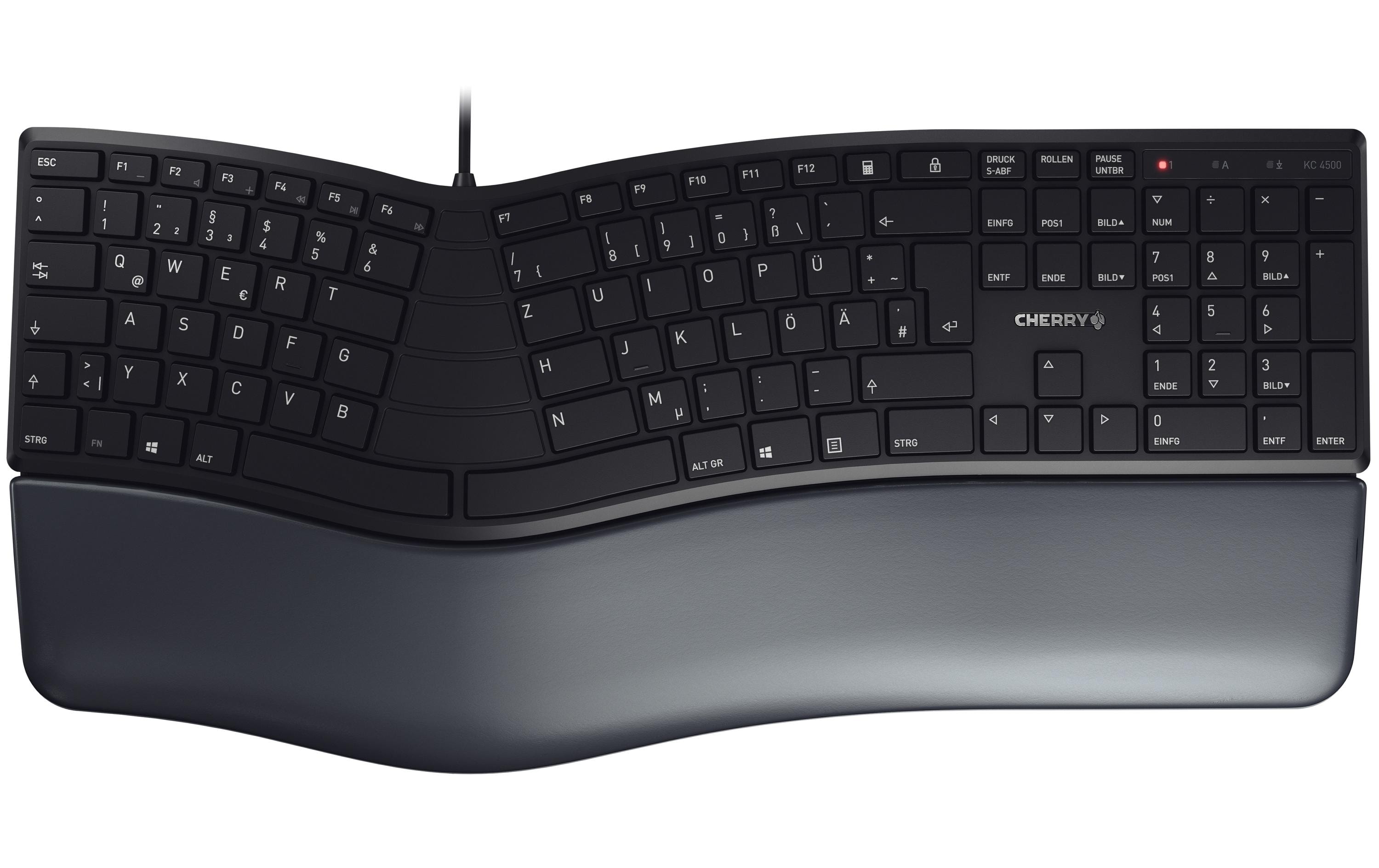 Cherry Tastatur KC 4500 ERGO DE-Layout Schwarz