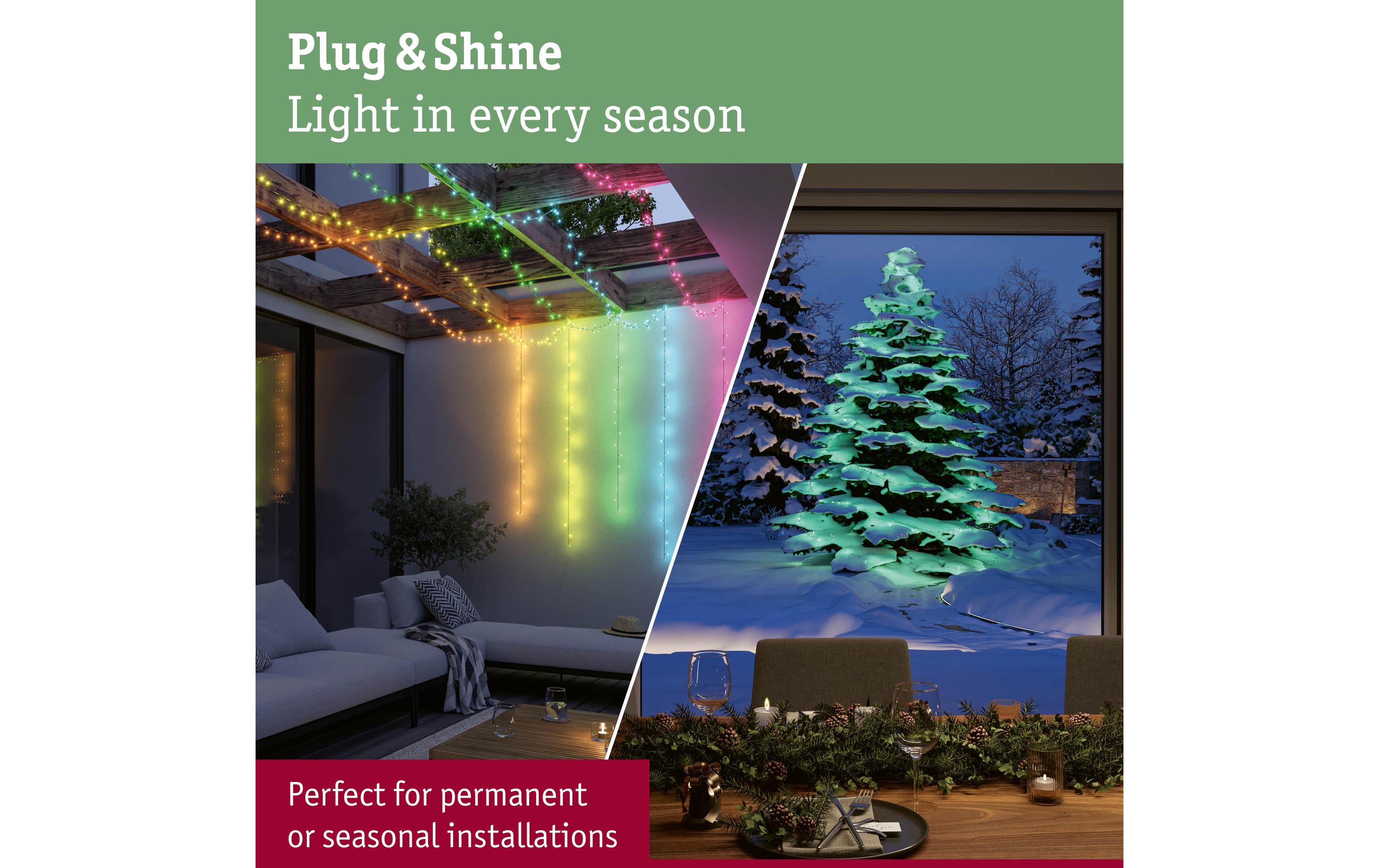 Paulmann LED Lichterkette Plug & Shine Yuna 12.4 m, RGB, Schwarz