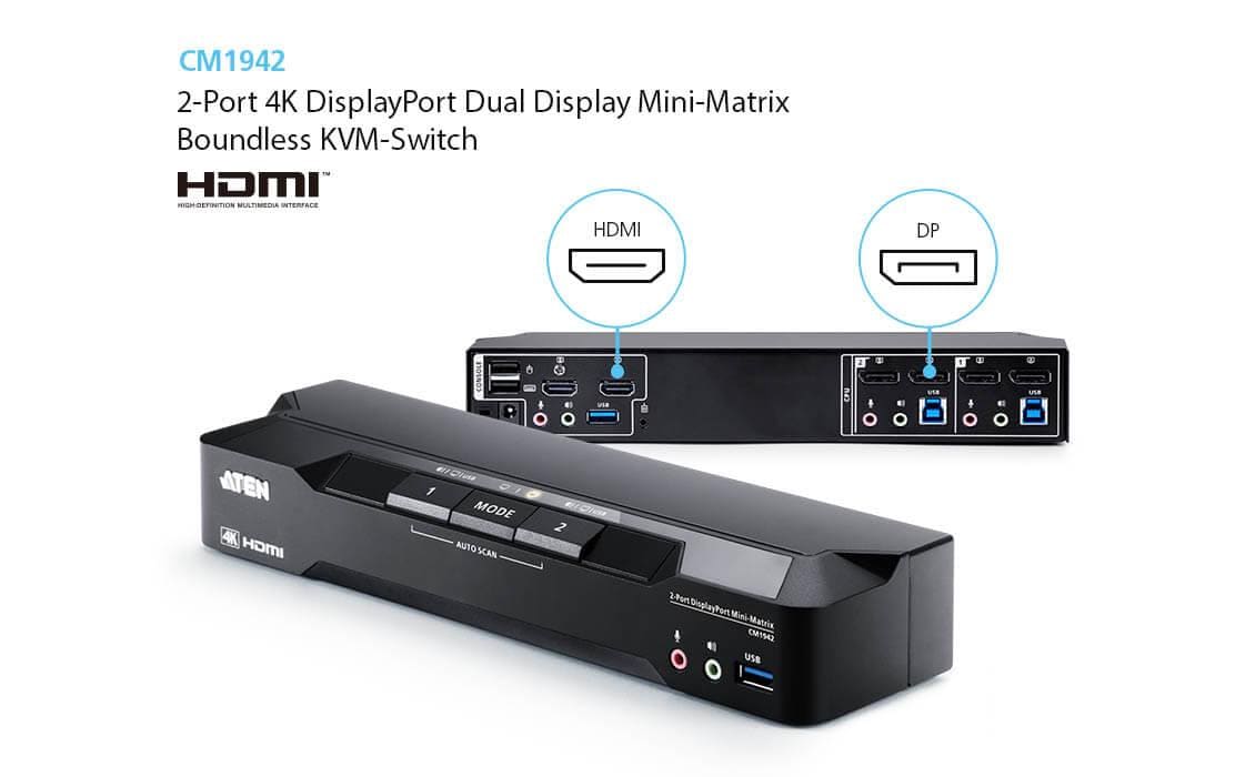 Aten KVM Switch CM1942 DisplayPort, 4K 60Hz
