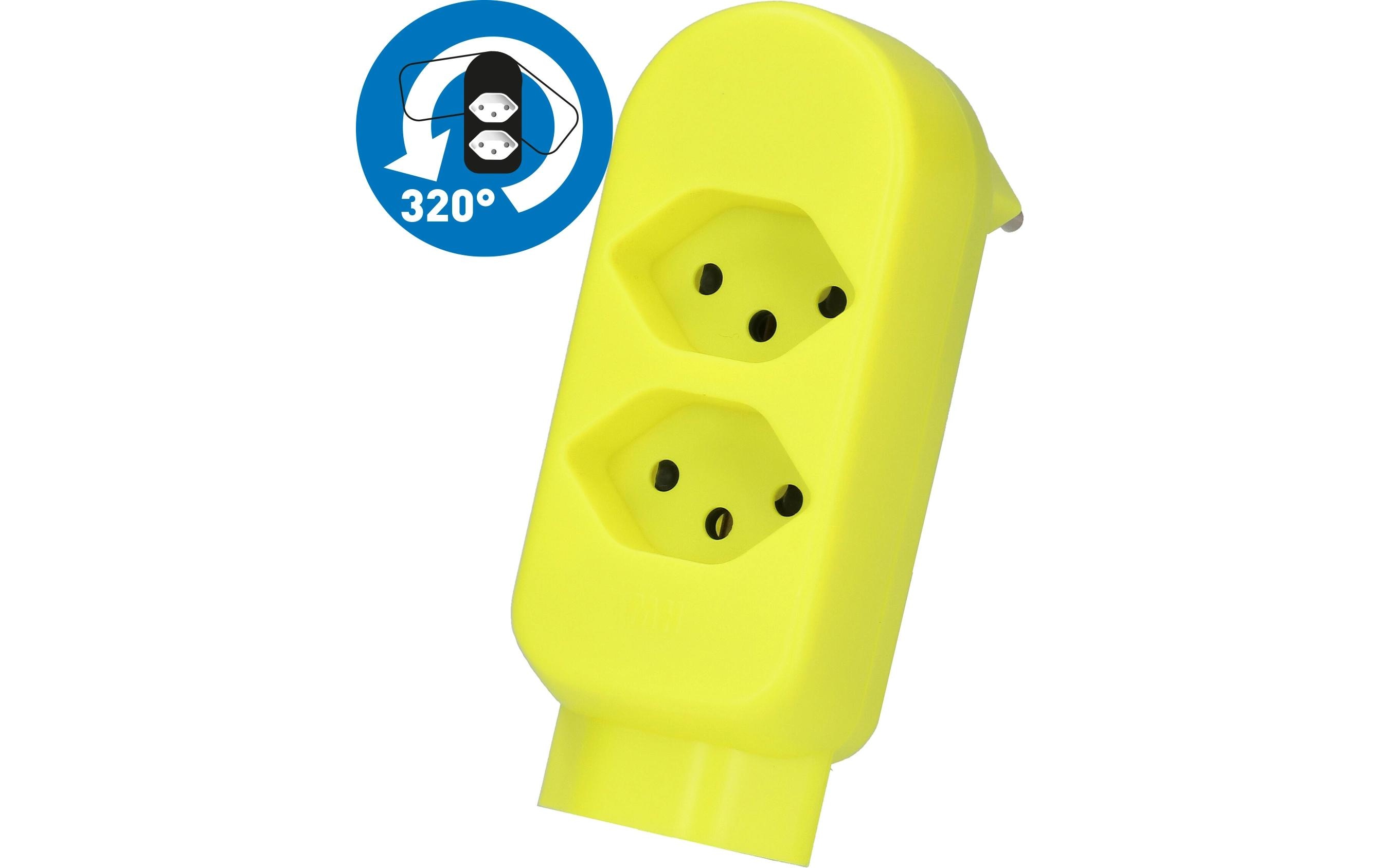 Max Hauri Abzweigstecker ADAPT 2+1x Typ 13 FI-Gelb drehbar BS 2