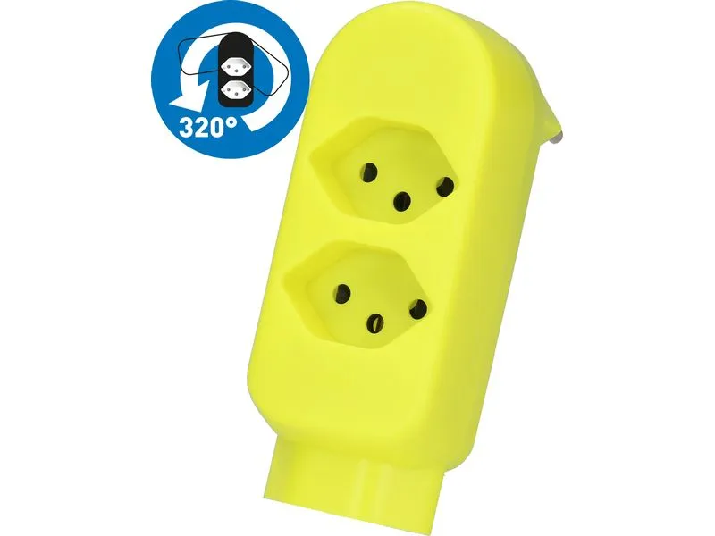 Max Hauri Abzweigstecker ADAPT 2+1x Typ 13 FI-Gelb drehbar BS 2