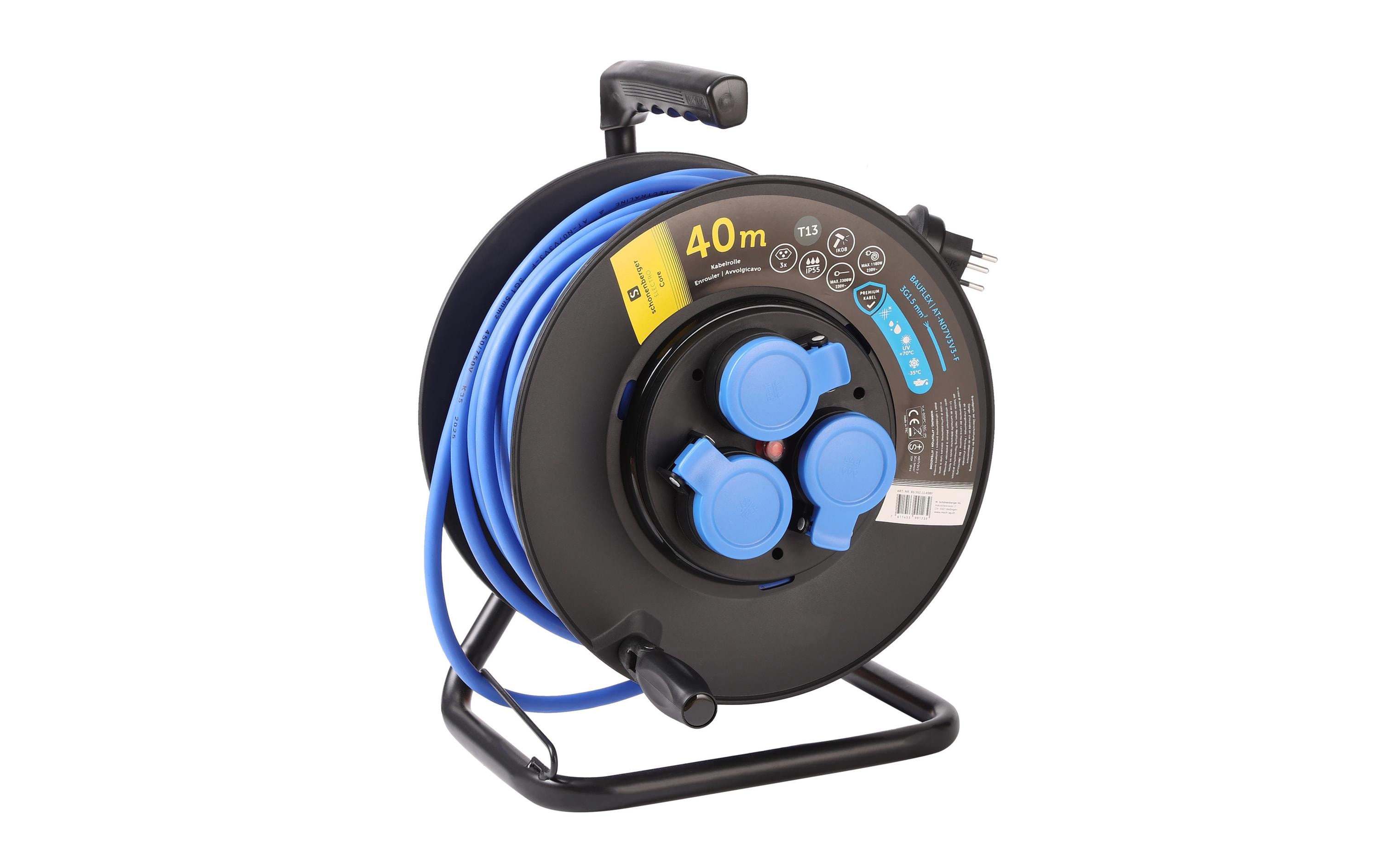 Schönenberger Kabelrolle Kunststoff T13 IP55 40m Bauflex 3 x T13