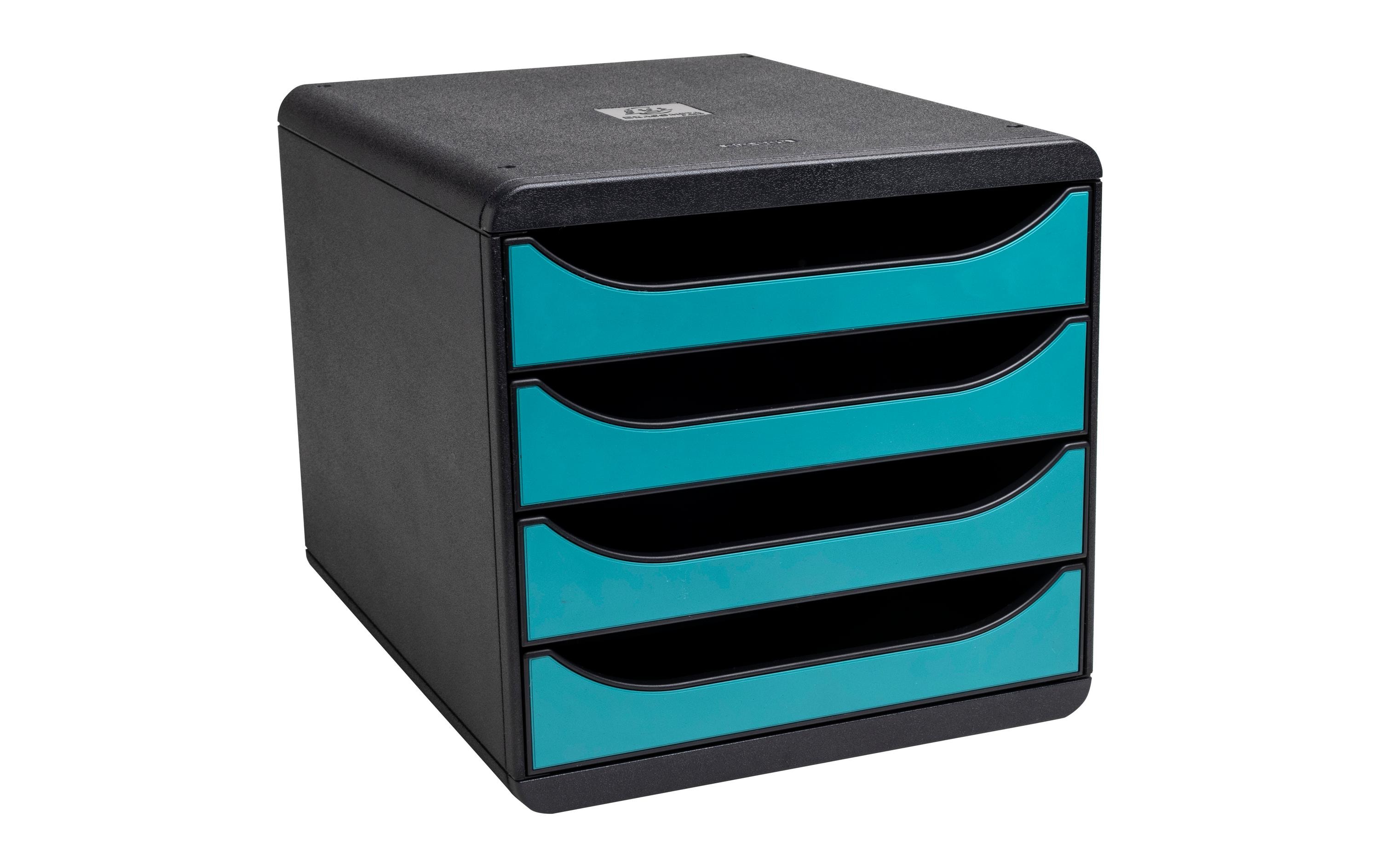 Exacompta Schubladenbox Big Box Skandi, 4 Schubladen, Pazifikblau