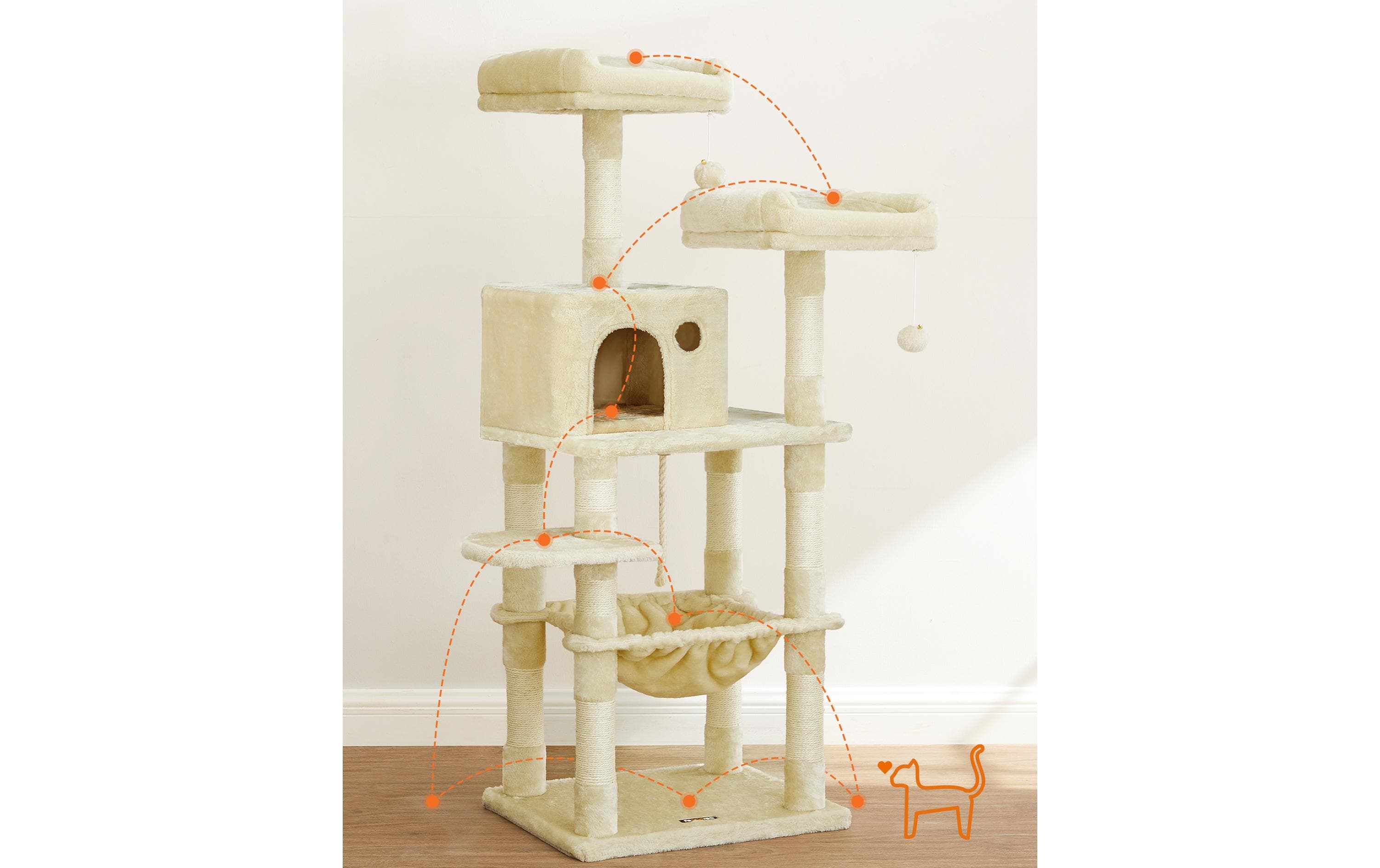 Feandrea Kratzbaum mit Hängematte 143 cm, Beige