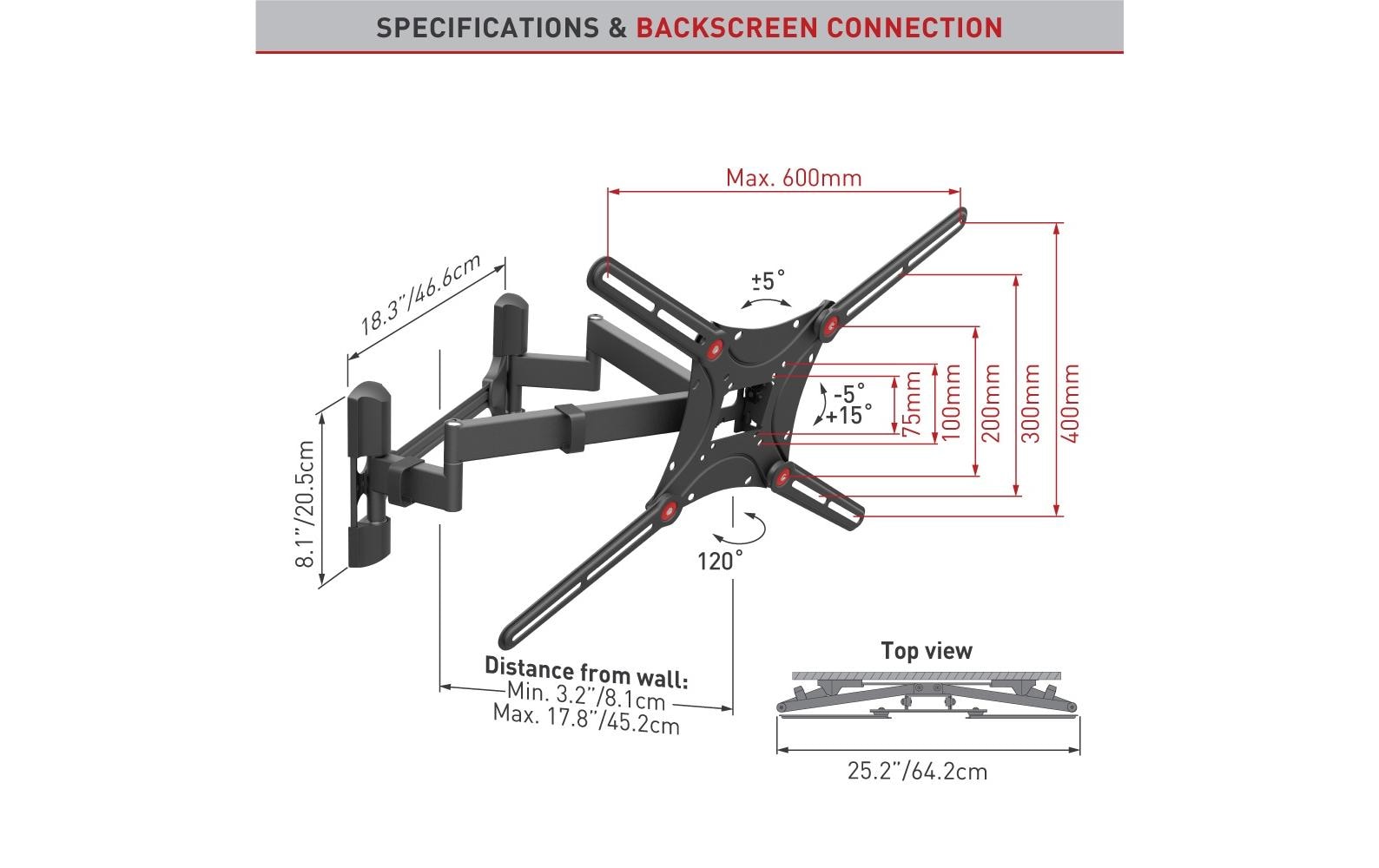 Barkan Wandhalterung WH 464-SW Schwarz